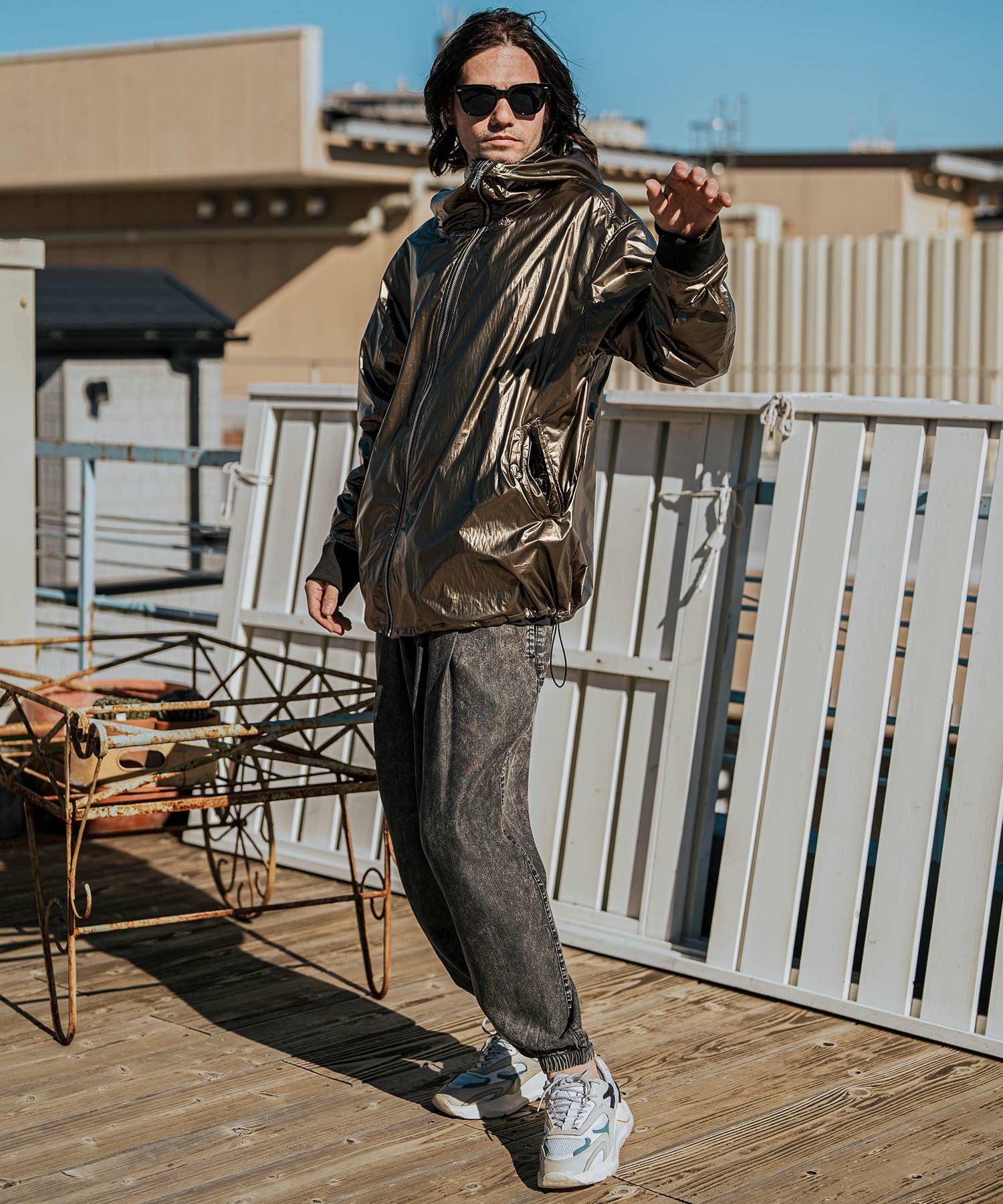 CAMBIO(カンビオ)】Metallic Coating Hooded Blouson ブルゾン(MIU-251