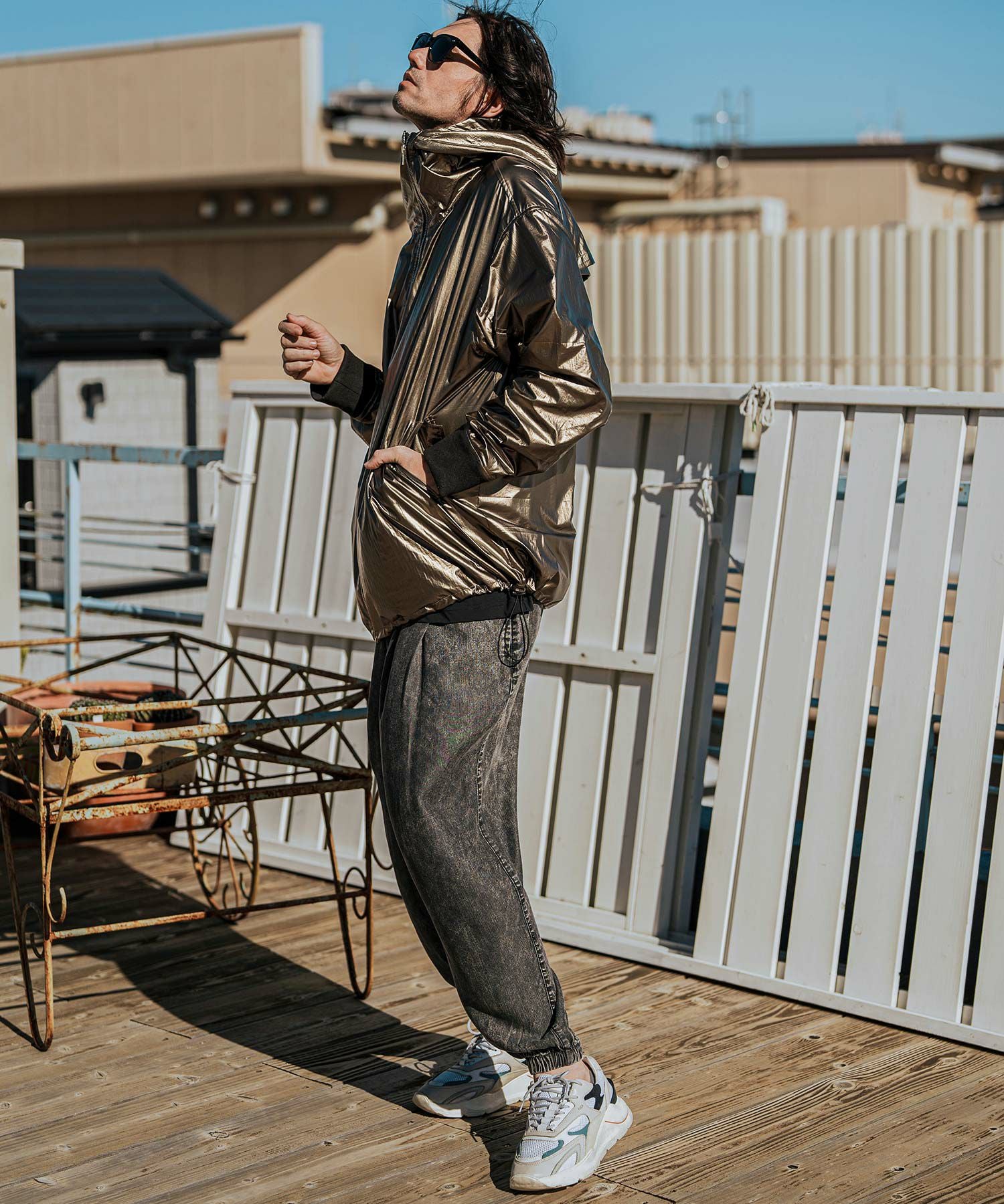 CAMBIO(カンビオ)】Metallic Coating Hooded Blouson ブルゾン(MIU-251