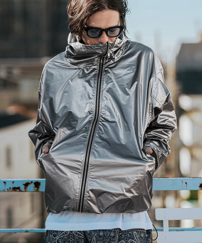 30%OFF【CAMBIO(カンビオ)】Metallic Coating Hooded Blouson ブルゾン 