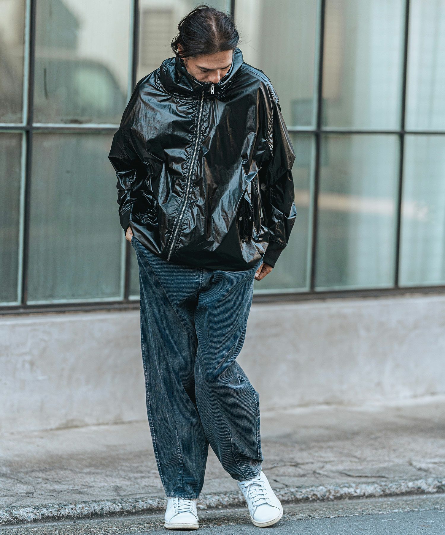 30%OFF【CAMBIO(カンビオ)】Metallic Coating Hooded Blouson ブルゾン