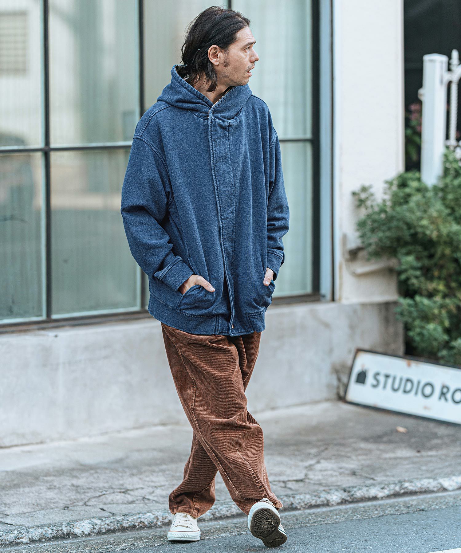 【CAMBIO(カンビオ)】フーデッドジャケット　ネイビー 50%OFF【CAMBIO(カンビオ)】Indigo URAKE Riders Hooded Jacket
