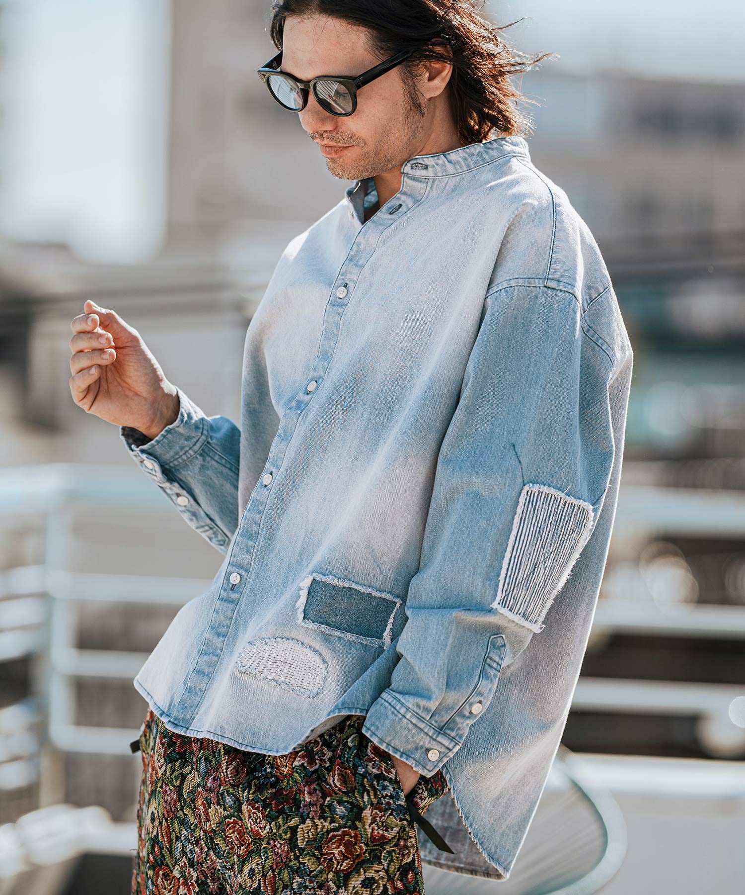 CAMBIO(カンビオ)】Hickory Patchwork Denim Shirts デニムシャツ(MIU