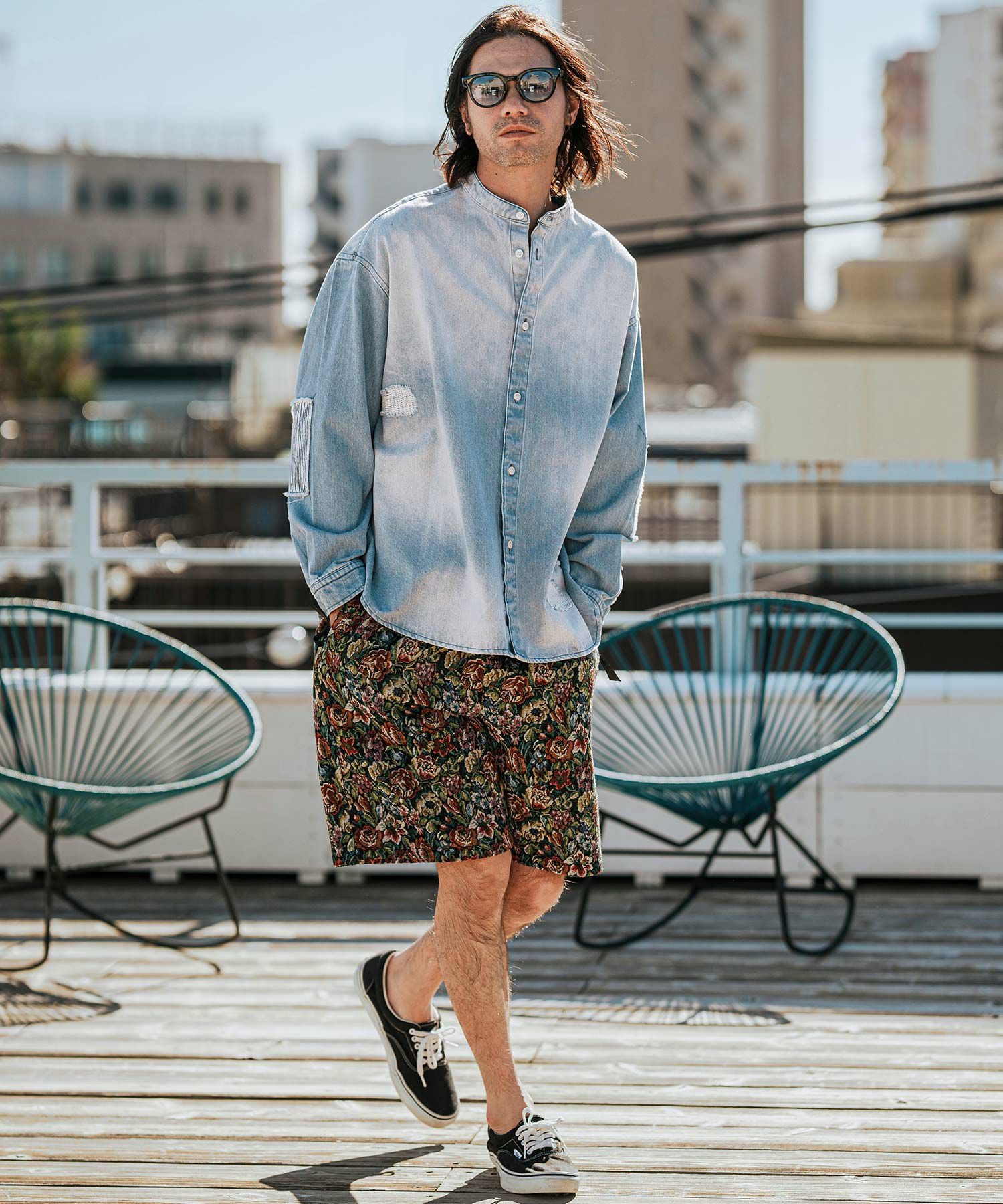 CAMBIO(カンビオ)】Hickory Patchwork Denim Shirts デニムシャツ(MIU