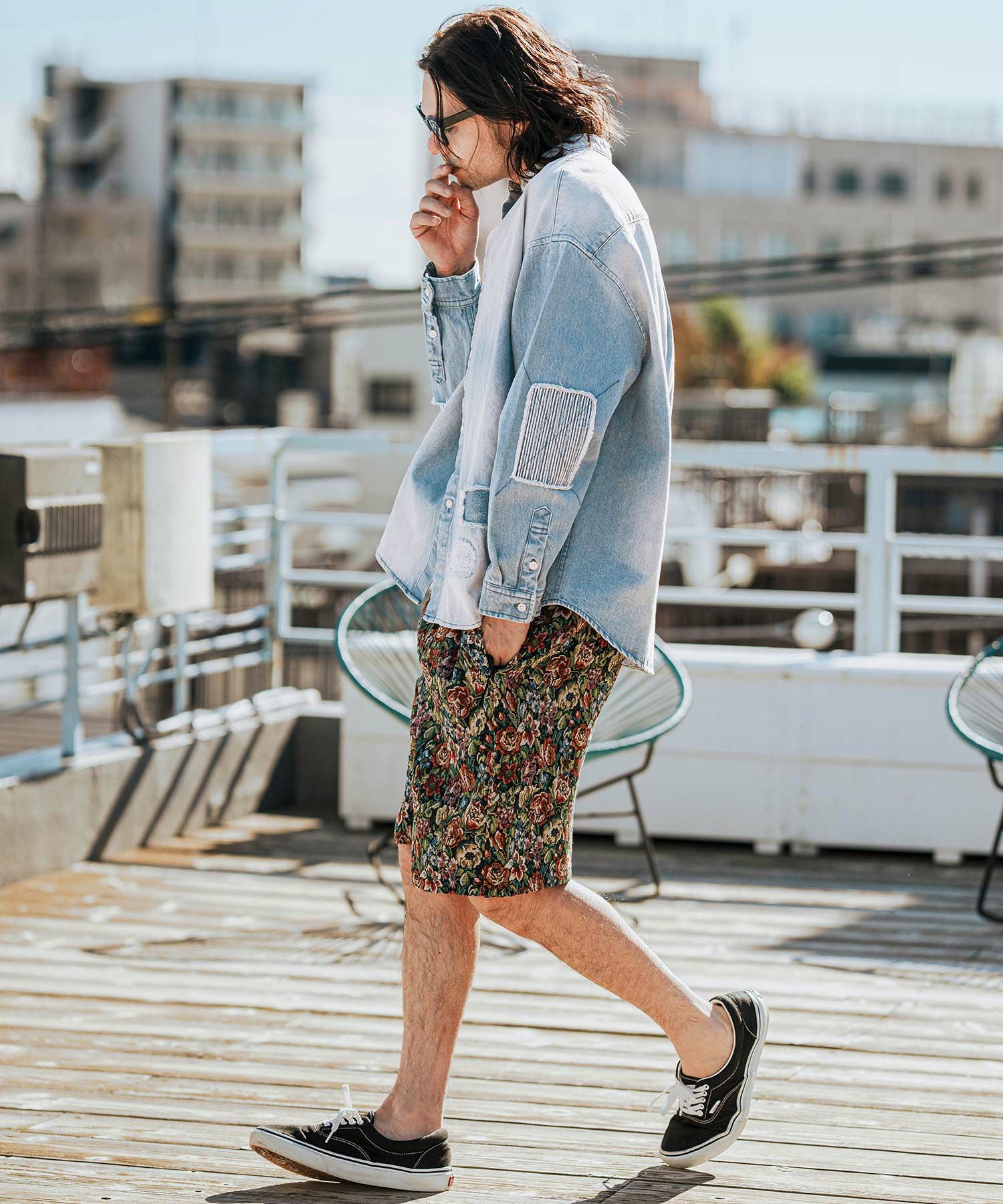 CAMBIO(カンビオ)】Hickory Patchwork Denim Shirts デニムシャツ(MIU