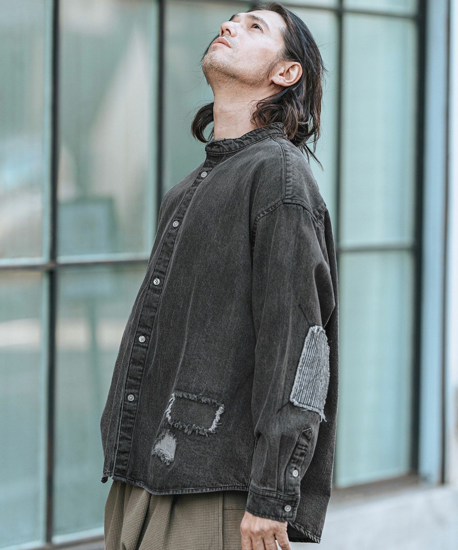 CAMBIO(カンビオ)】Hickory Patchwork Denim Shirts デニムシャツ(MIU