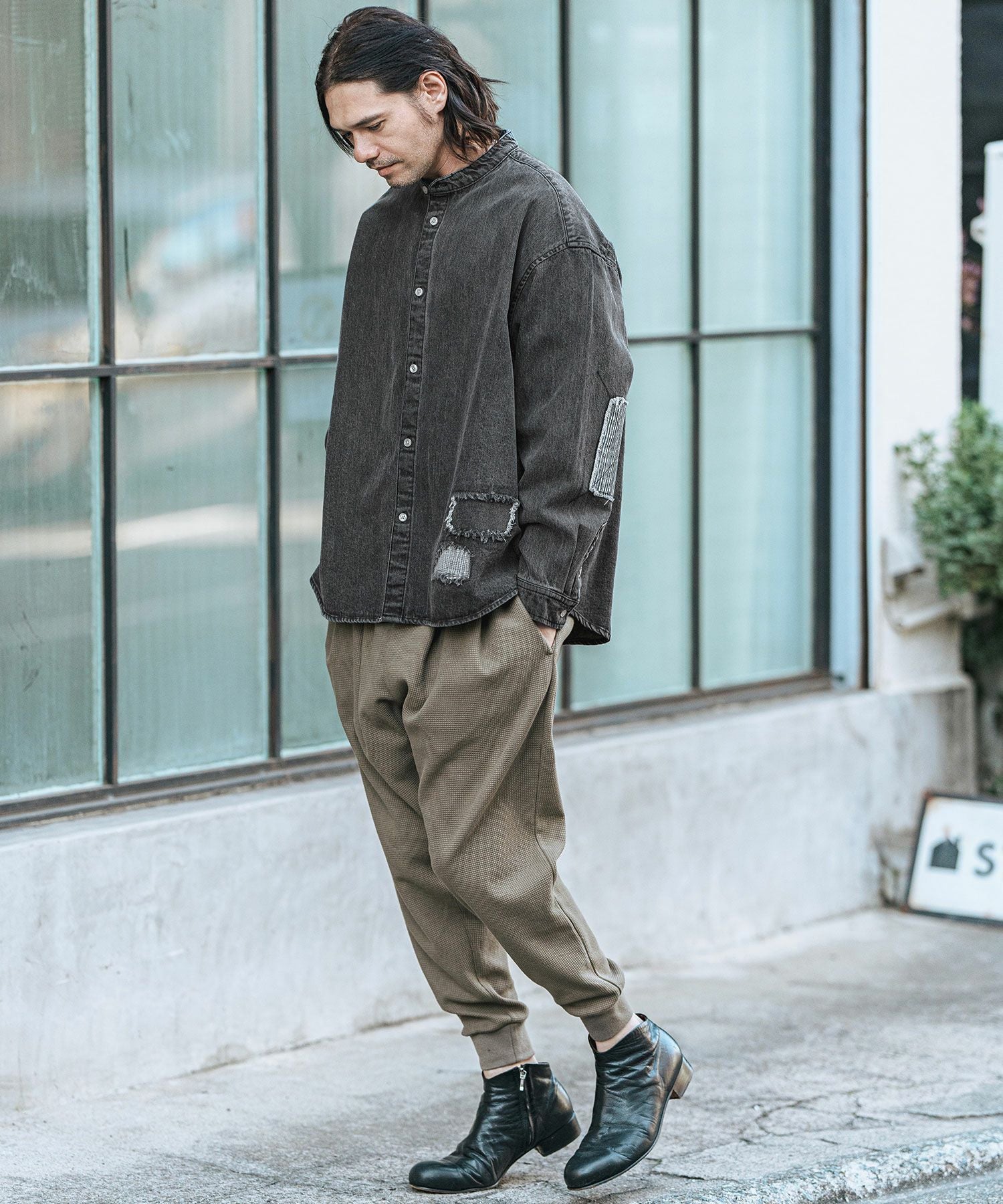 くーちゃん CAMBIO(カンビオ)】Hickory Patchwork Denim Shirts デニムシャツ(MIU
