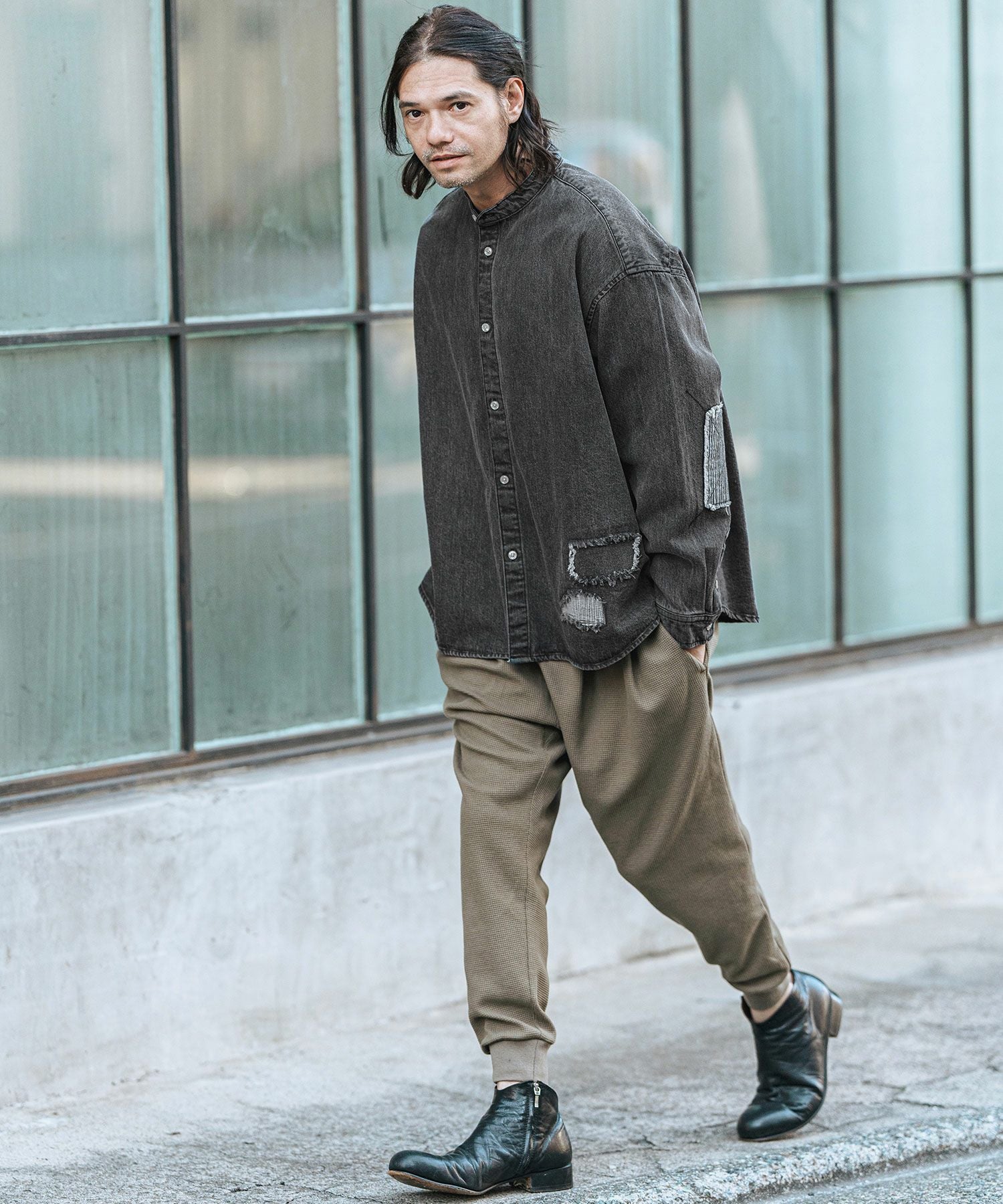 CAMBIO(カンビオ)】Hickory Patchwork Denim Shirts デニムシャツ(MIU