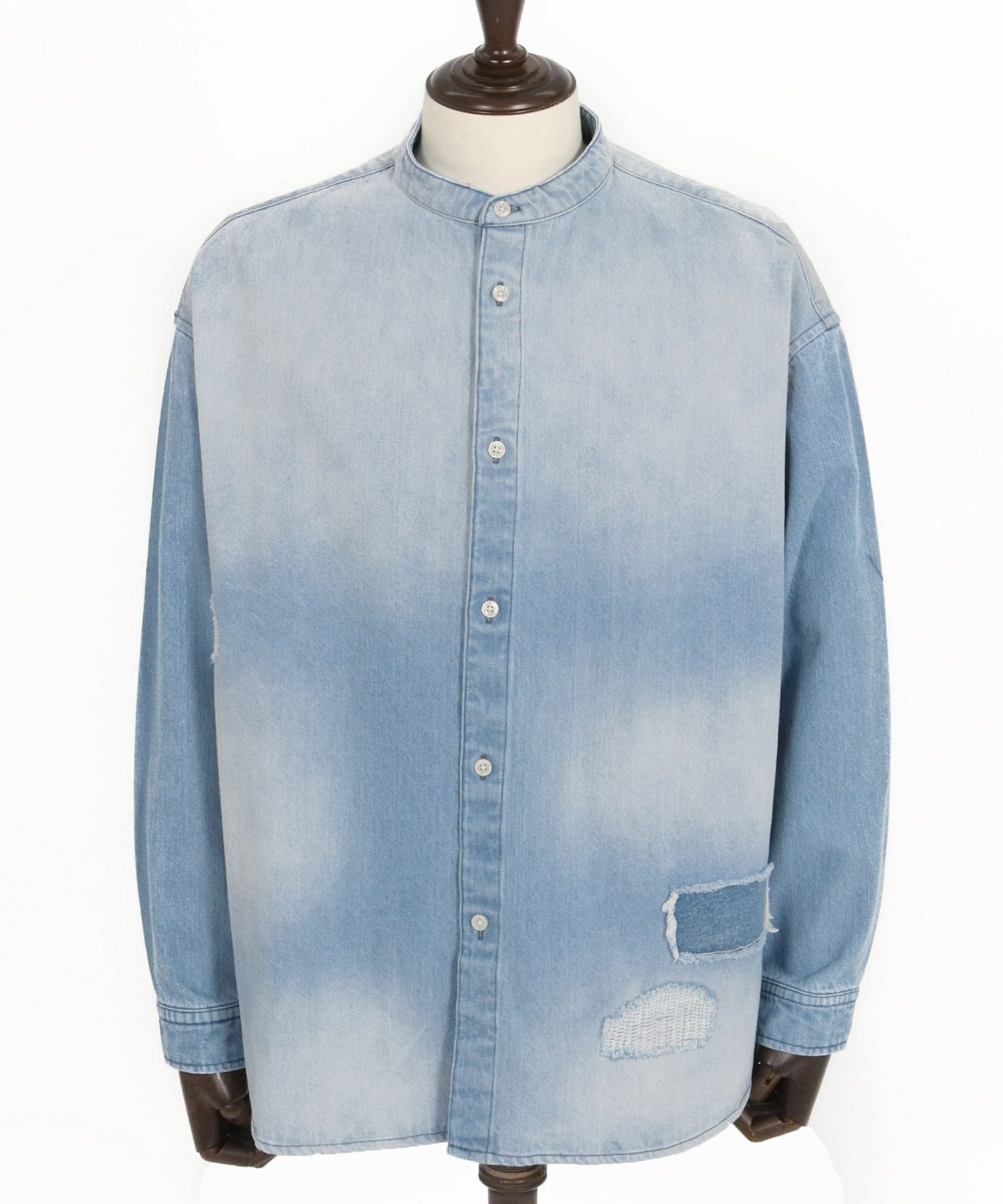 くーちゃん CAMBIO(カンビオ)】Hickory Patchwork Denim Shirts デニムシャツ(MIU