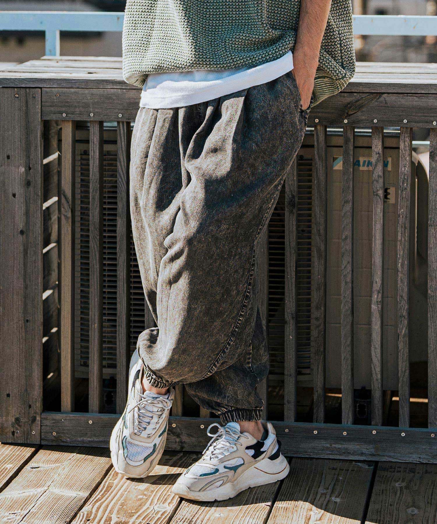 CAMBIO(カンビオ)】Chemical Wash Silky Denim Balloon Pants バルーン