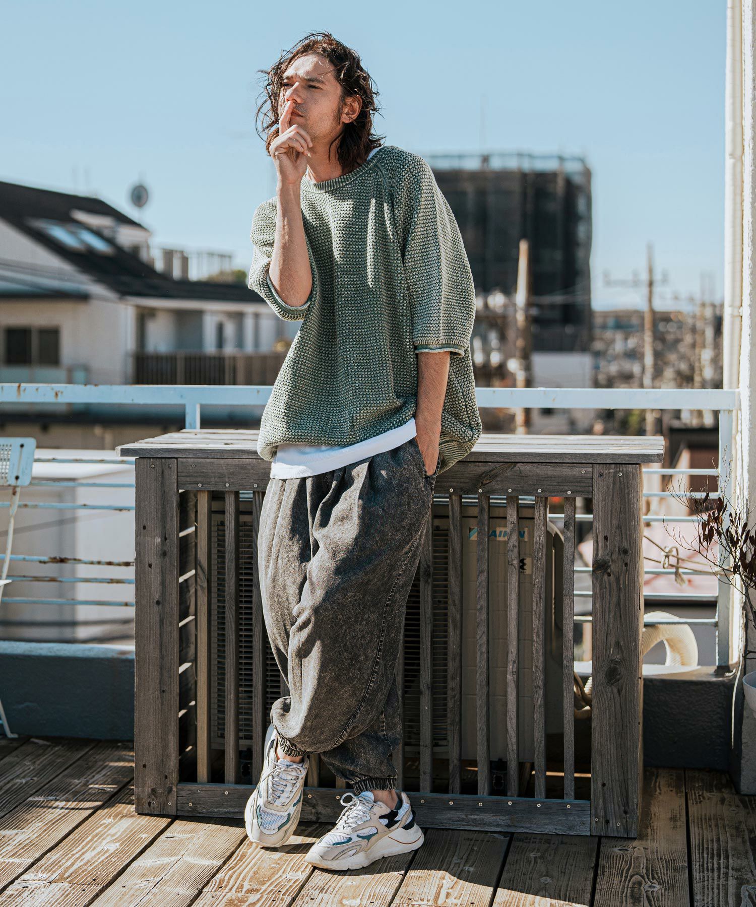 30%OFF【CAMBIO(カンビオ)】Chemical Wash Silky Denim Balloon Pants