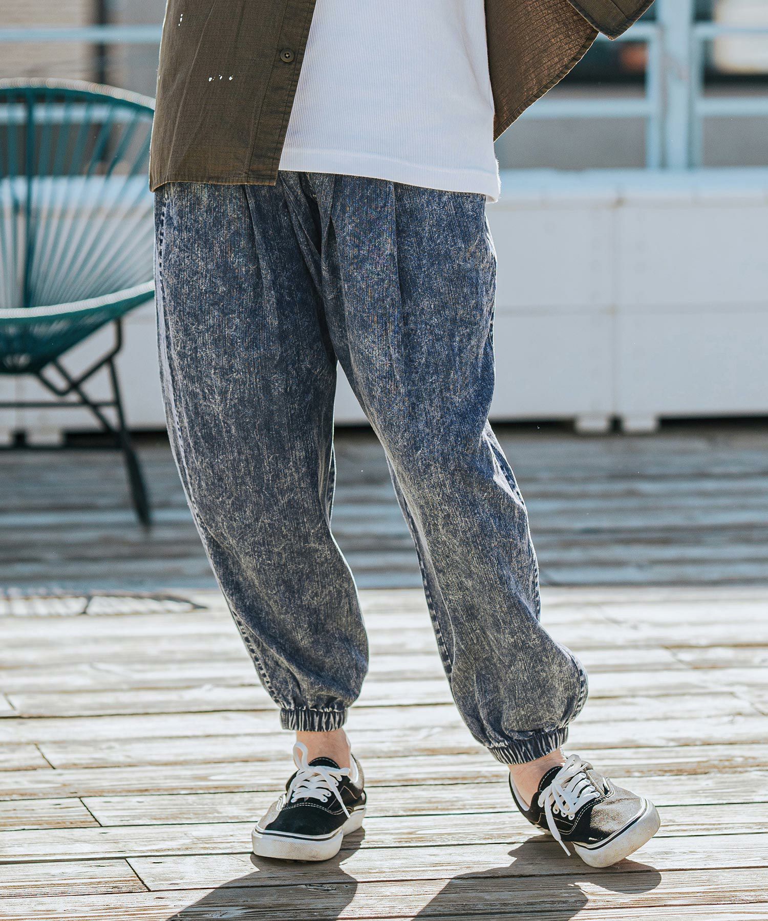CAMBIO(カンビオ)】Chemical Wash Silky Denim Balloon Pants バルーン