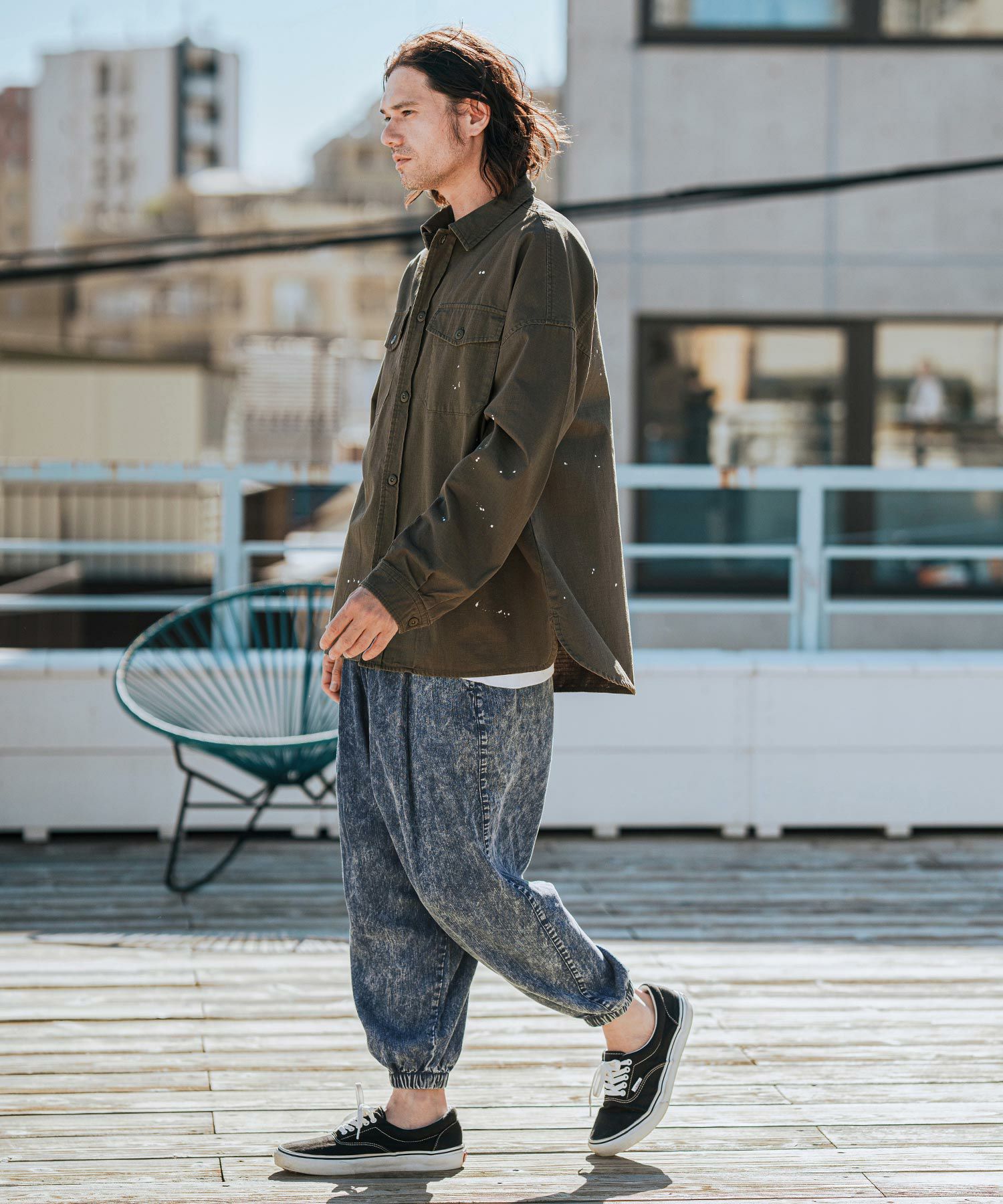 30%OFF【CAMBIO(カンビオ)】Chemical Wash Silky Denim Balloon Pants