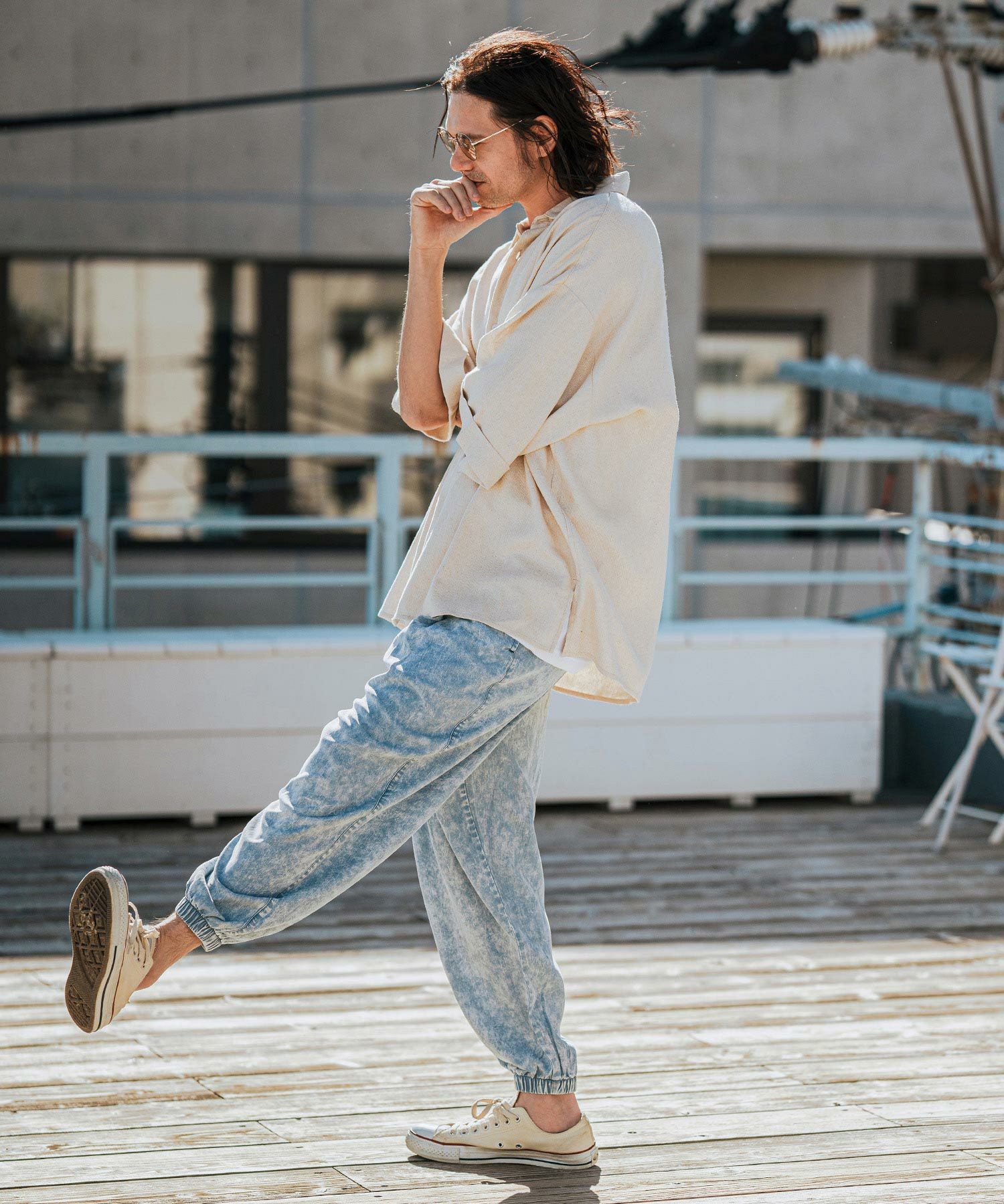 30%OFF【CAMBIO(カンビオ)】Chemical Wash Silky Denim Balloon Pants