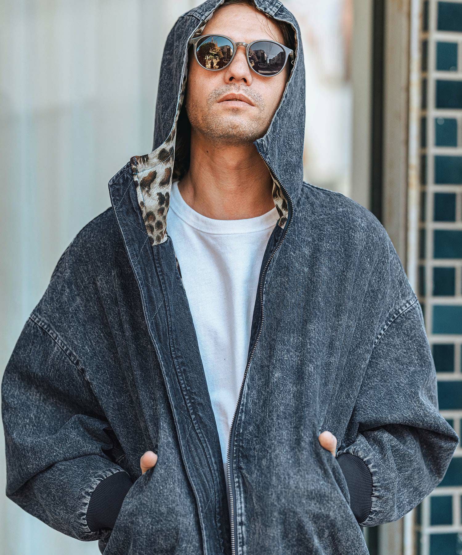 30%OFF【CAMBIO(カンビオ)】Chemical Wash Denim Hooded Blouson