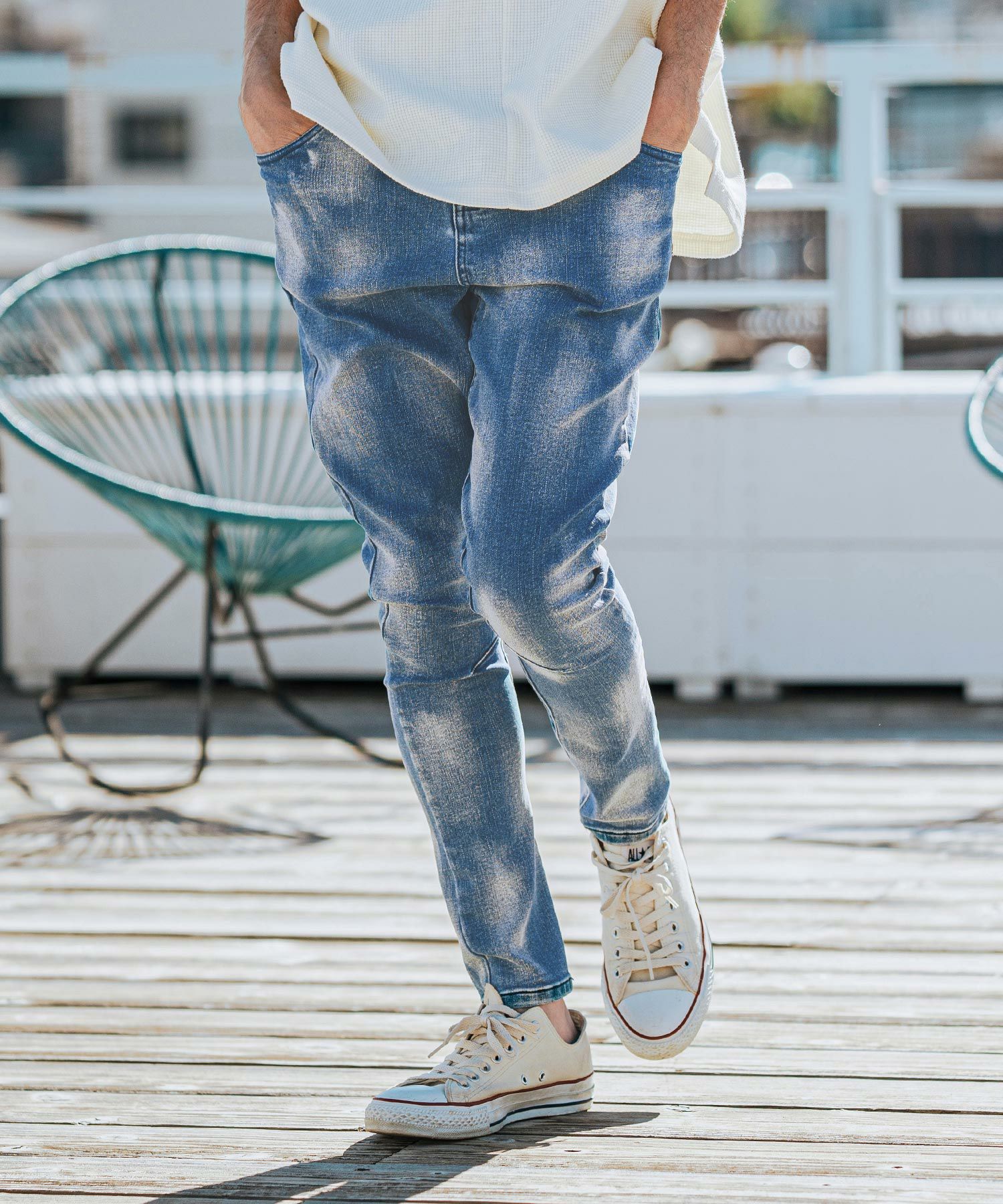 カンビオ　サルエルジョッパーズルーズイージーデニム　/M　ストレッチ　インディゴ CAMBIO(カンビオ)】Stretch Denim Sarrouel Pants ストレッチデニム
