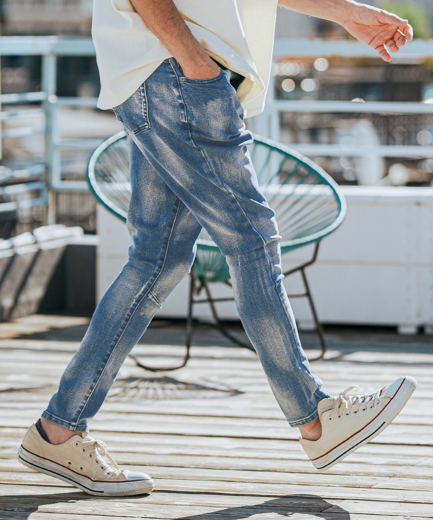 CAMBIO(カンビオ)】Spotted Bleached Stretch Denim Jodhpurs Pants