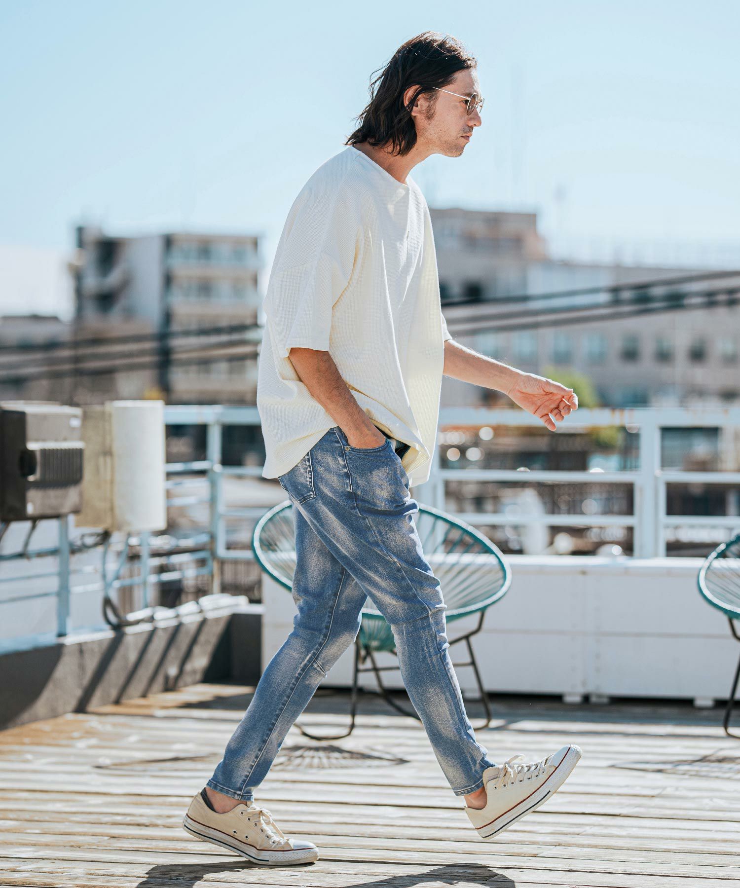 CAMBIO(カンビオ)】Spotted Bleached Stretch Denim Jodhpurs Pants