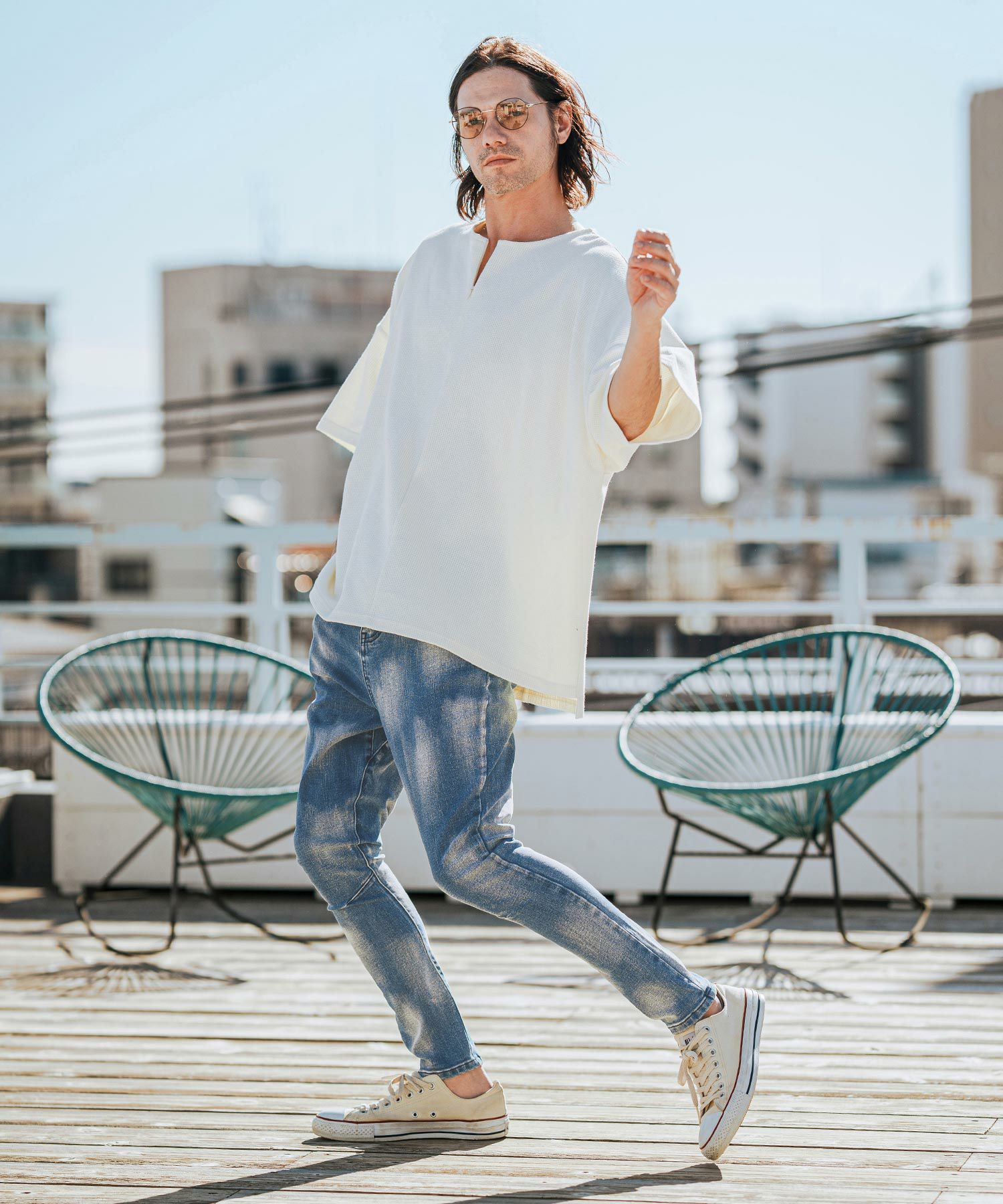 メンズ　CAMBIO カンビオ　デニムパンツ　ワンウォッシュ　M CAMBIO(カンビオ)】Random Bleach Denim Jodhpurs Pants デニムパンツ