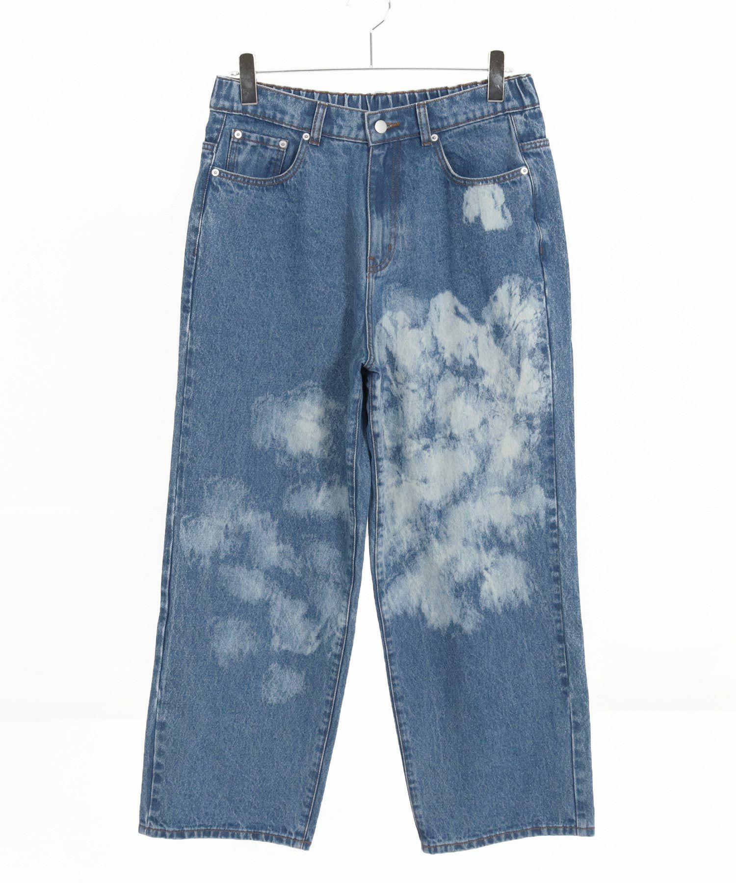 CAMBIO(カンビオ)】Random Bleach Wide Straight Denim Pants ワイド