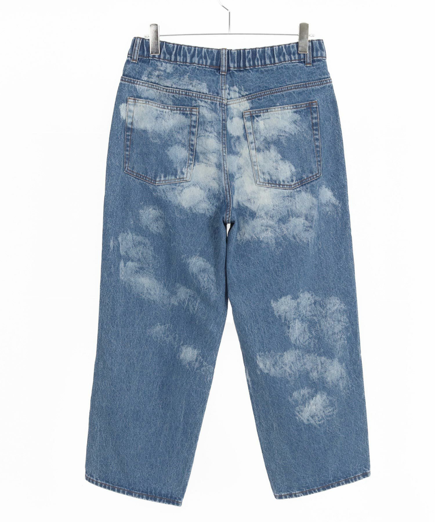 CAMBIO(カンビオ)】Random Bleach Wide Straight Denim Pants ワイド