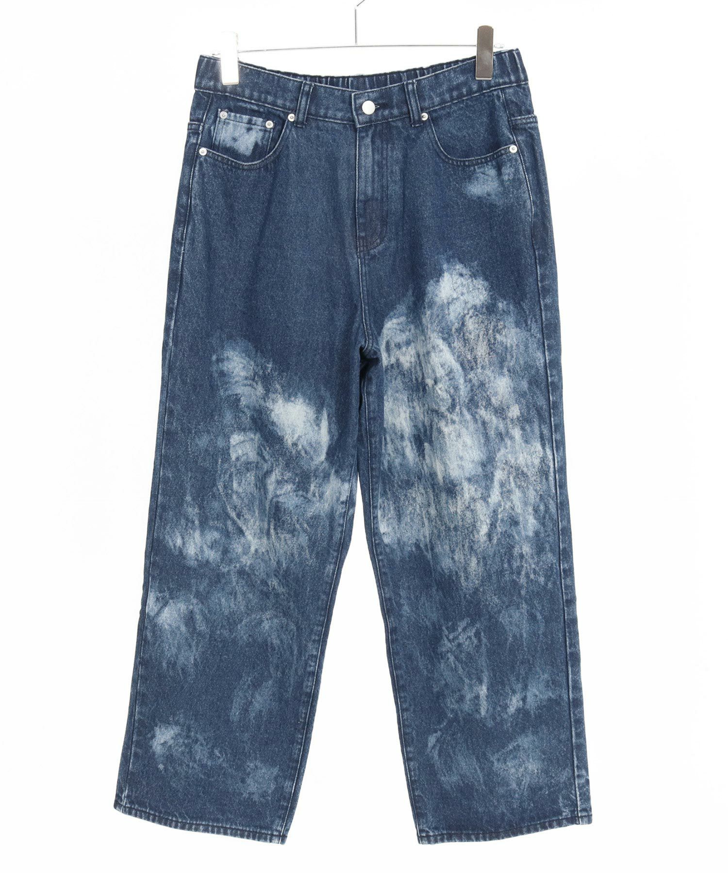CAMBIO(カンビオ)】Random Bleach Wide Straight Denim Pants ワイド