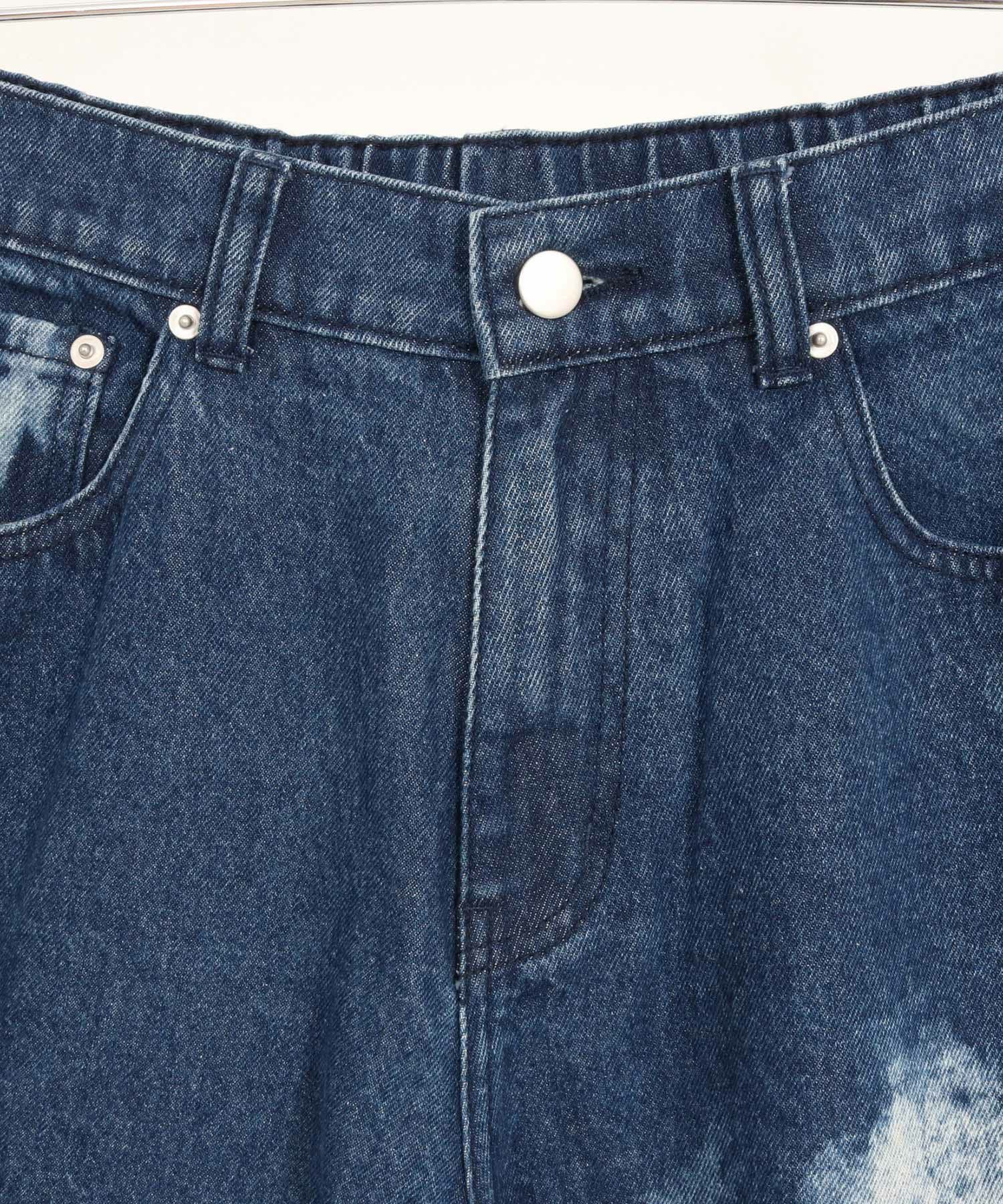 CAMBIO(カンビオ)】Random Bleach Wide Straight Denim Pants ワイド