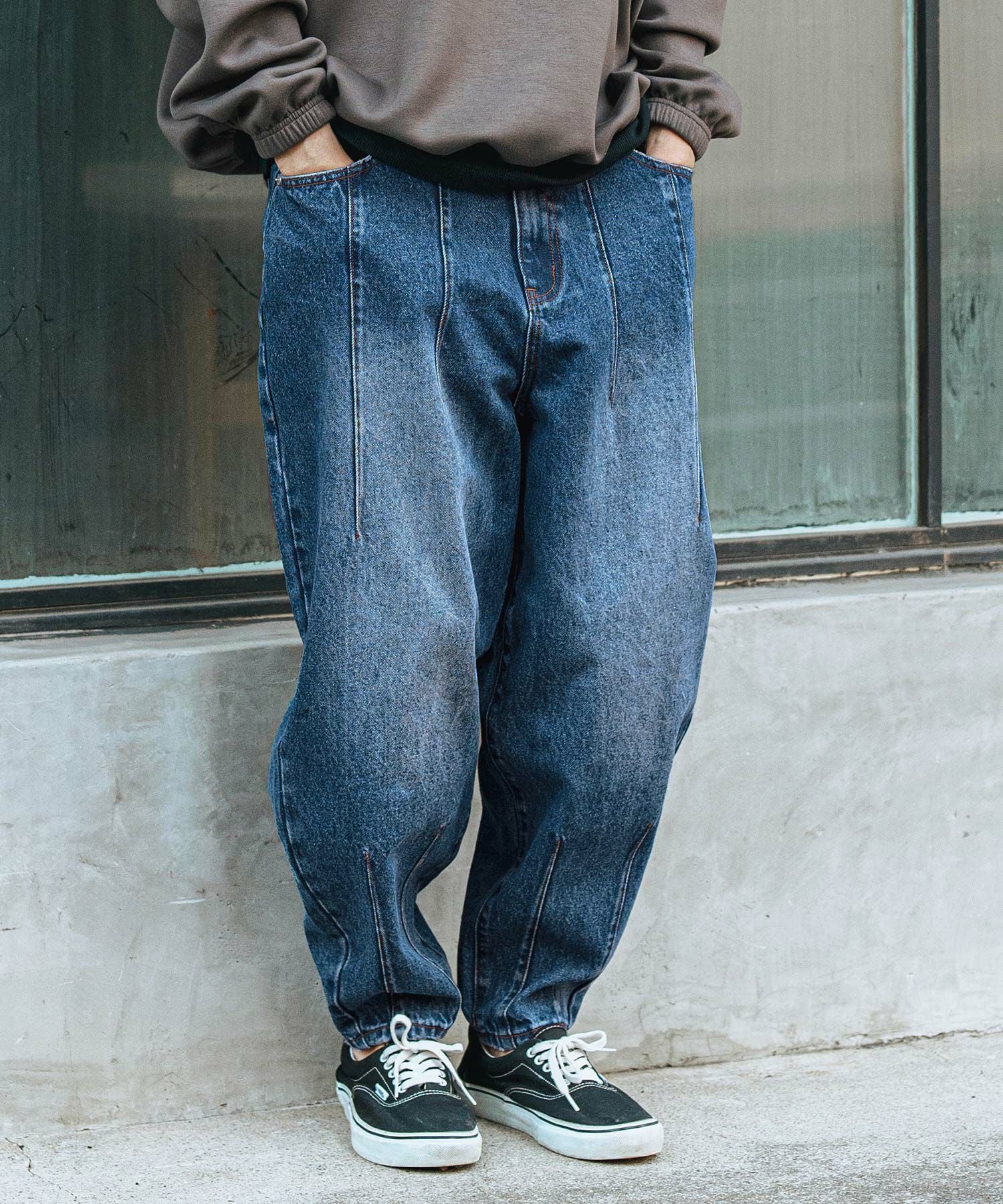 CAMBIO(カンビオ)】Hem Darts Design Balloon Silhouette Tuck Denim