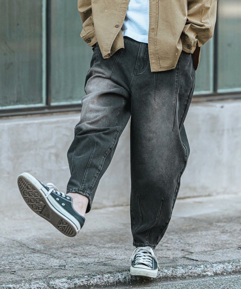 CAMBIO(カンビオ)】Hem Darts Design Balloon Silhouette Tuck Denim 