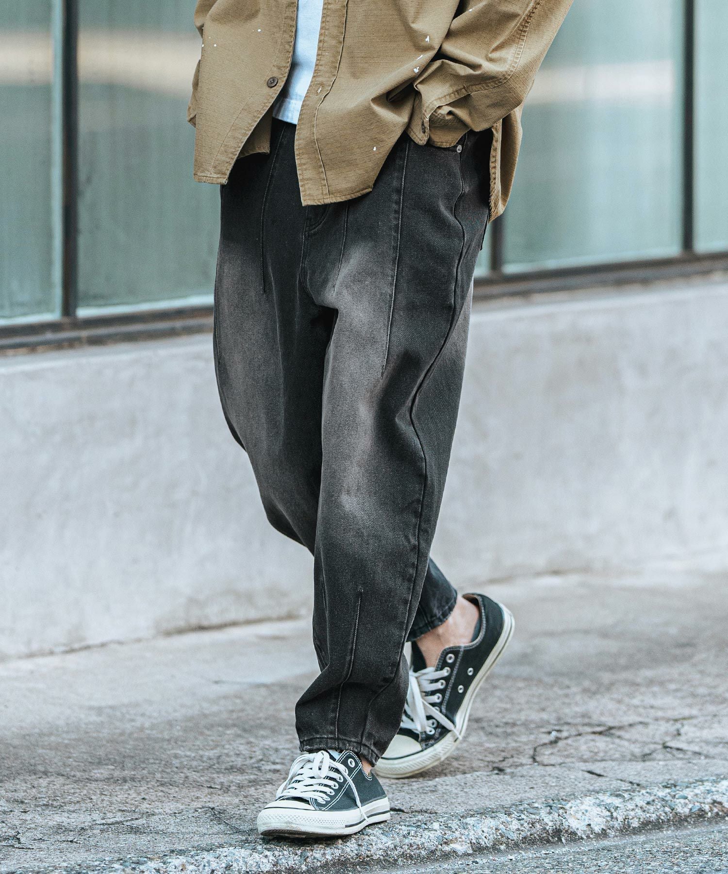 CAMBIO(カンビオ)】Hem Darts Design Balloon Silhouette Tuck Denim