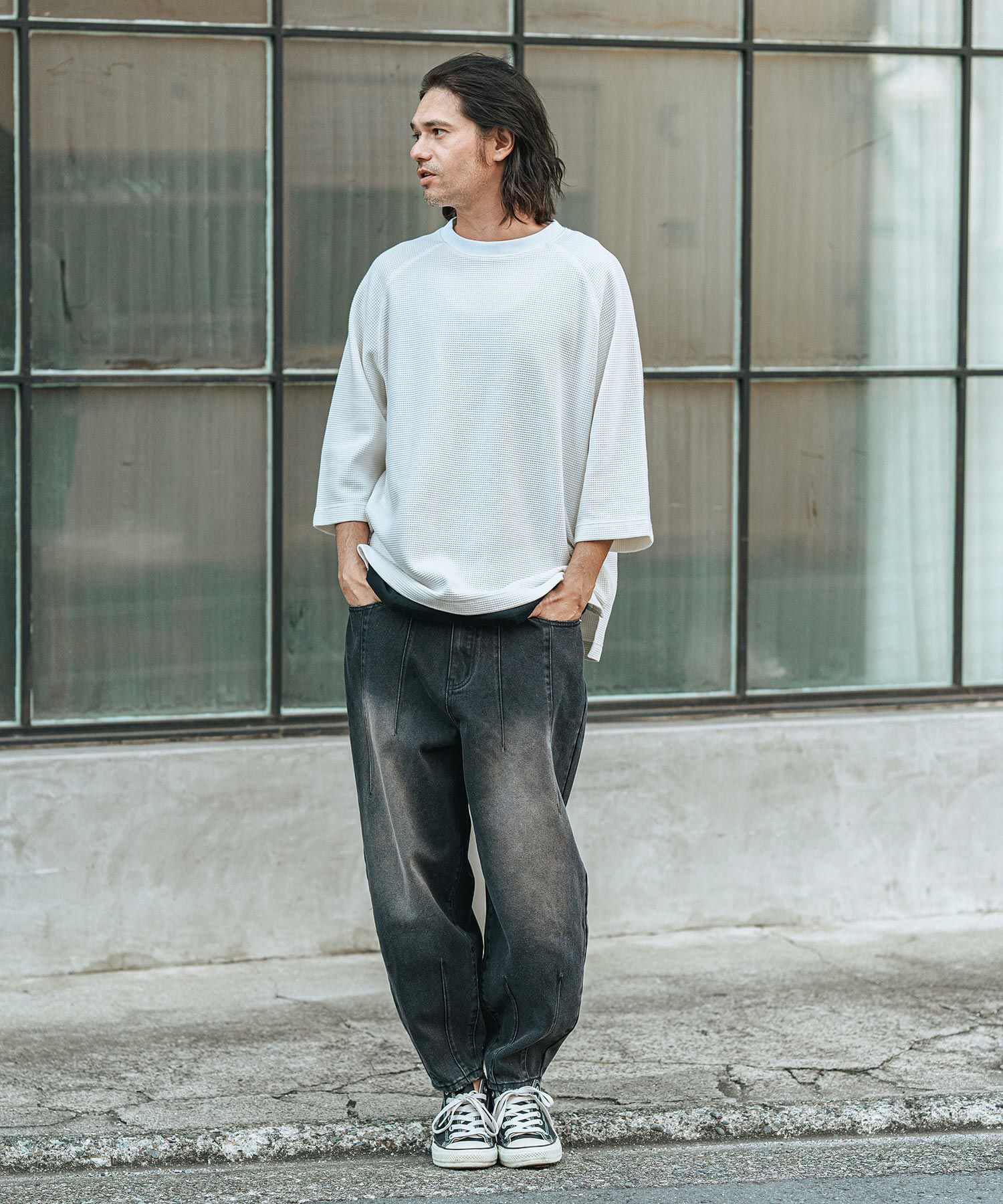 CAMBIO(カンビオ)】Hem Darts Design Balloon Silhouette Tuck Denim