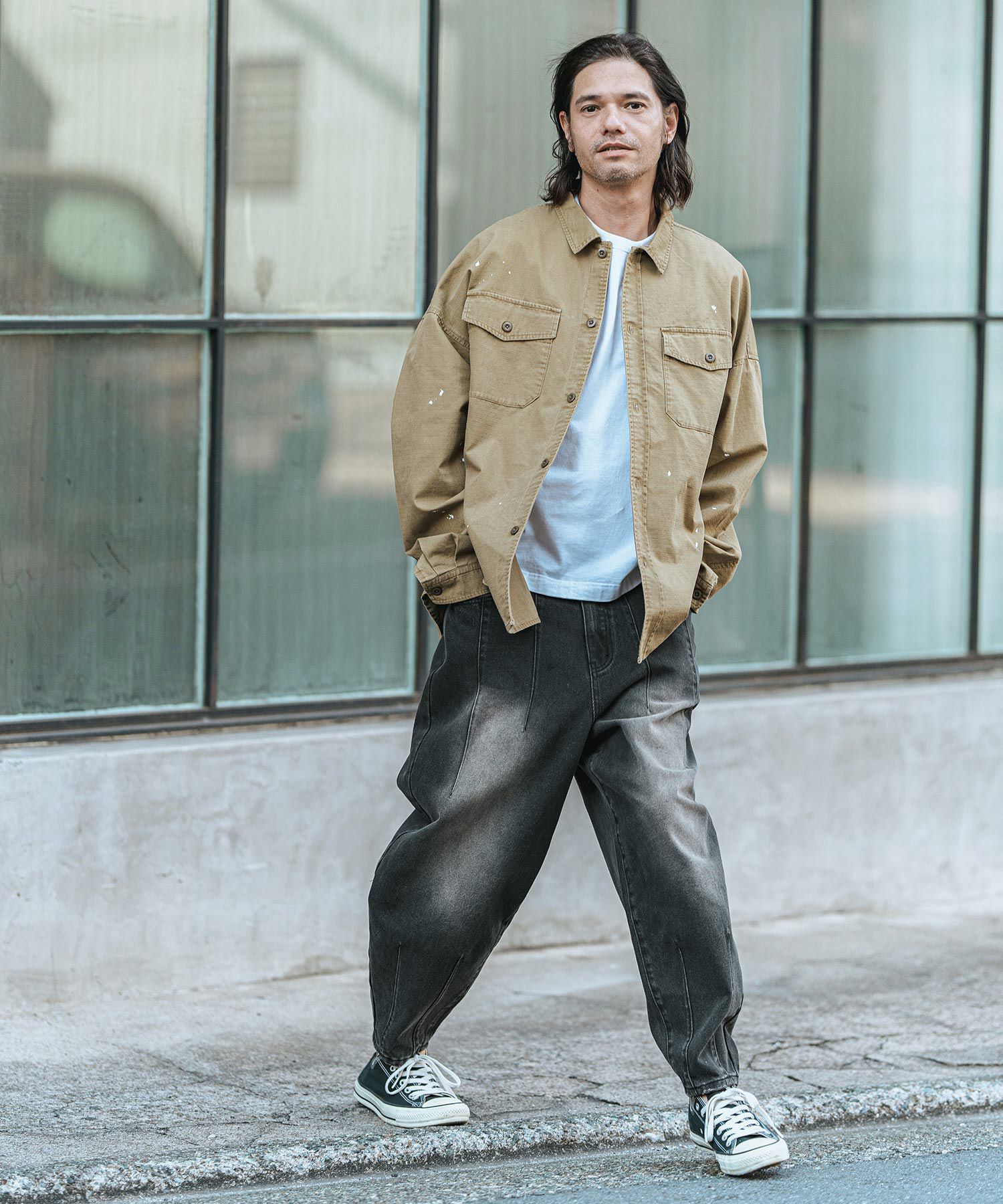 CAMBIO(カンビオ)】Hem Darts Design Balloon Silhouette Tuck Denim