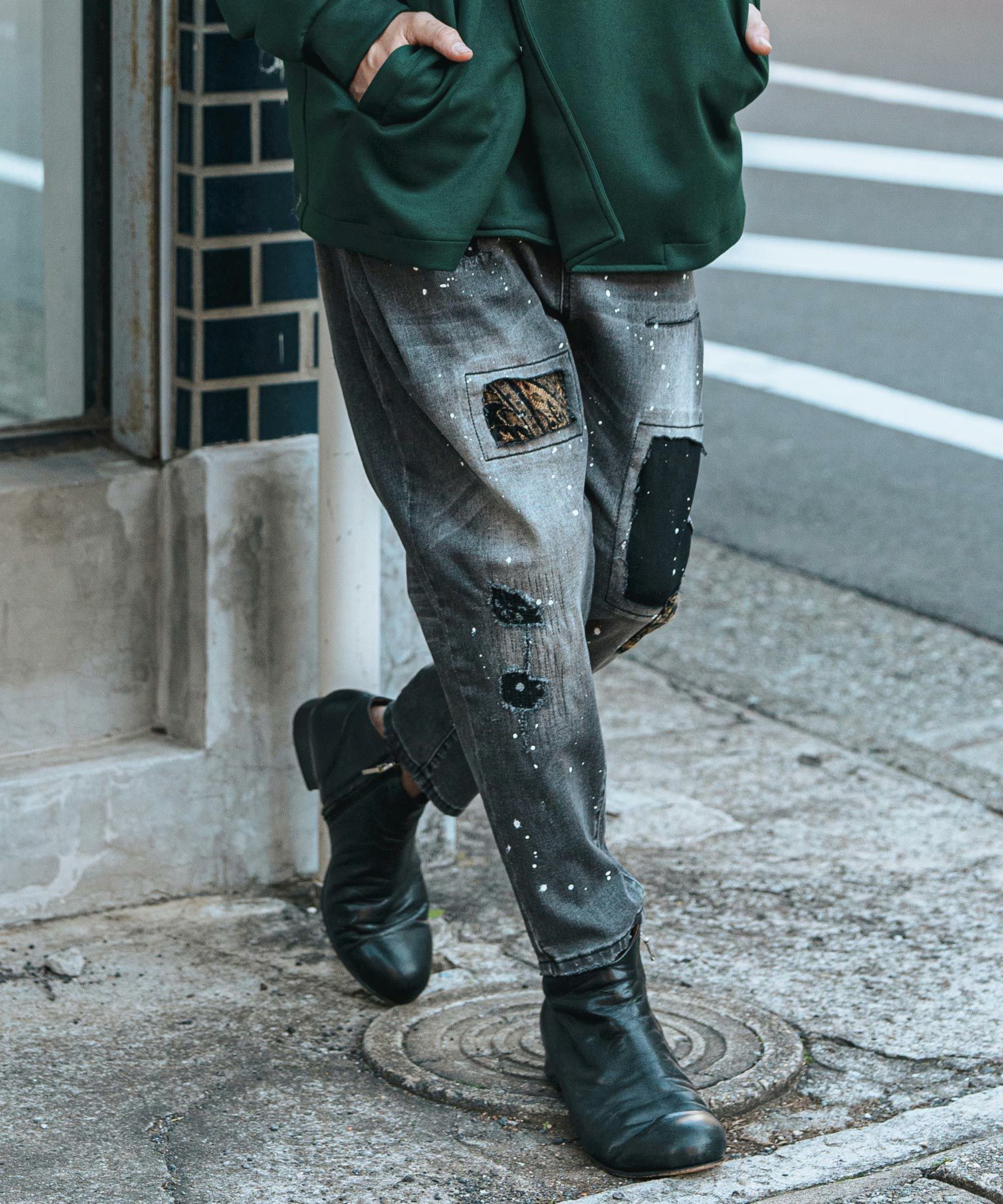 CAMBIO(カンビオ)】Distressed Soft Balloon Silhouette Denim Pants