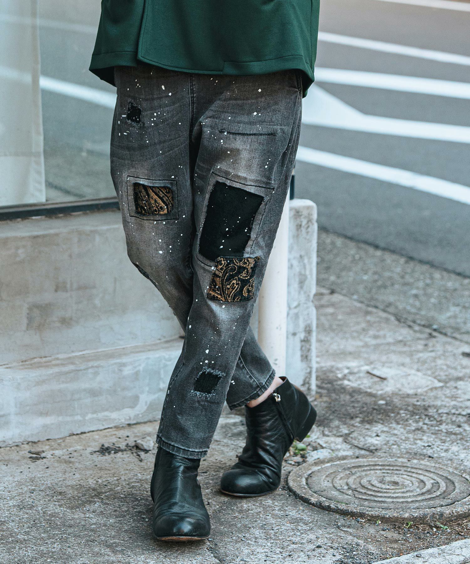 CAMBIO(カンビオ)】Distressed Soft Balloon Silhouette Denim Pants