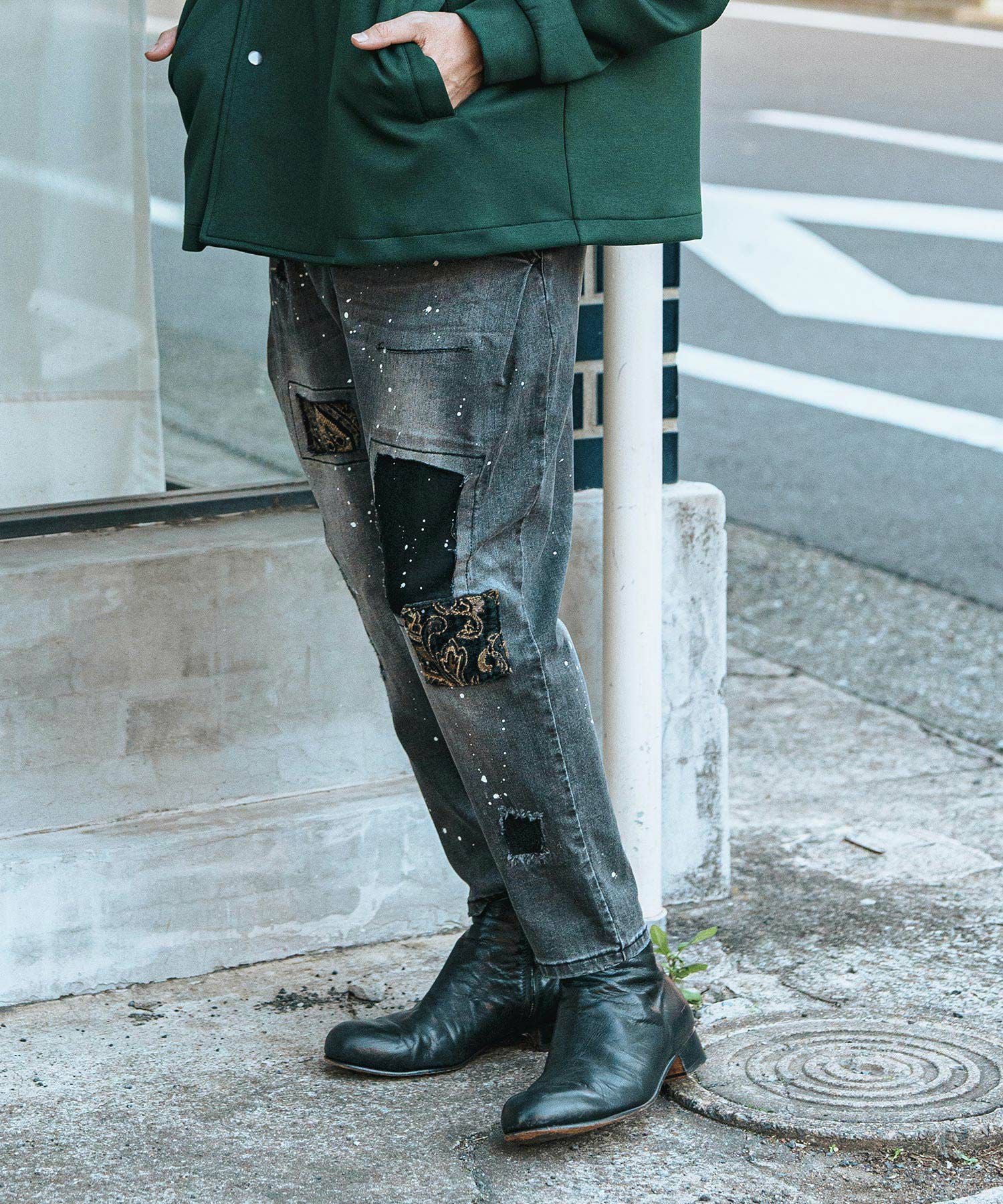 CAMBIO(カンビオ)】Distressed Soft Balloon Silhouette Denim Pants