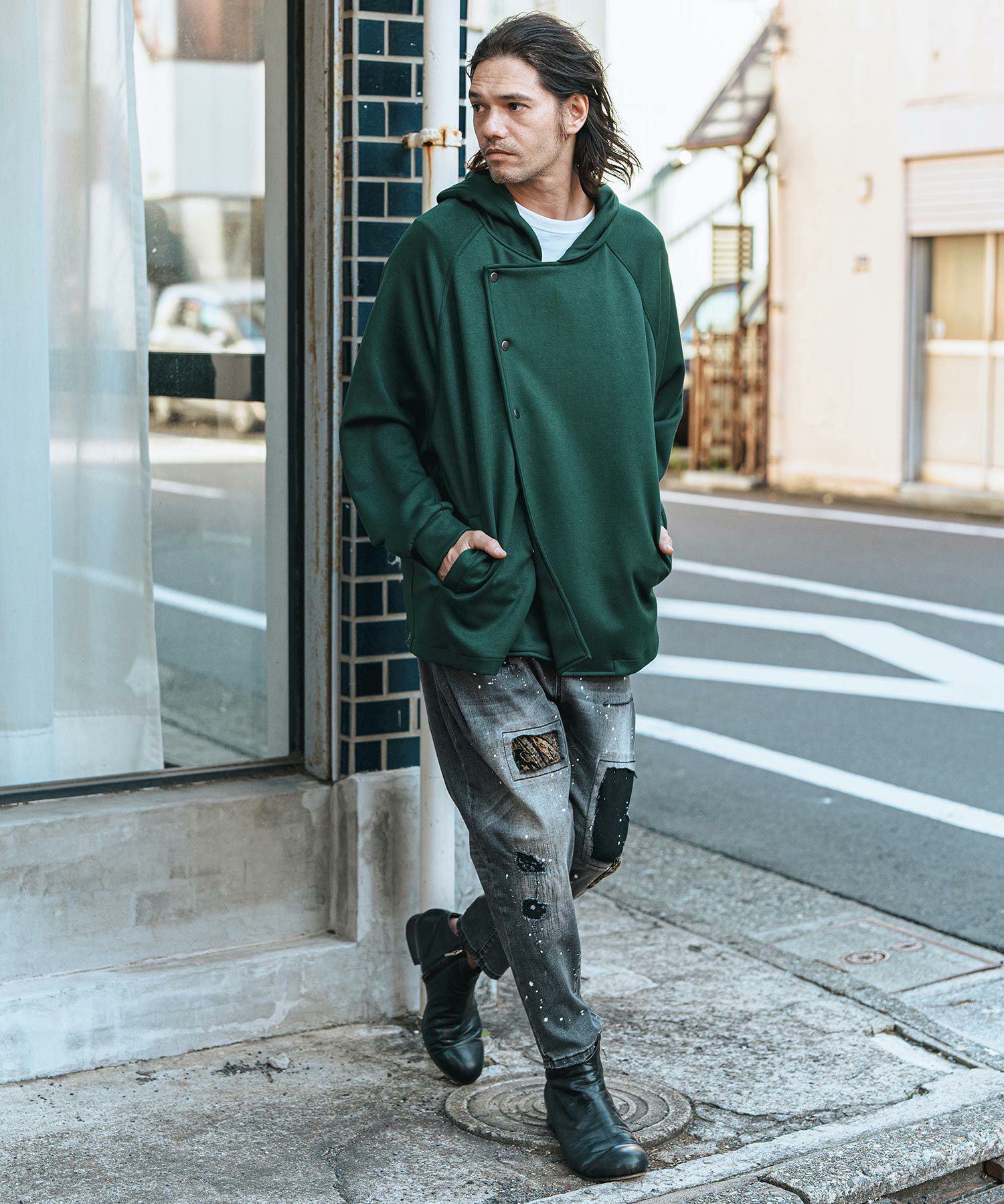 CAMBIO(カンビオ)】Distressed Soft Balloon Silhouette Denim Pants