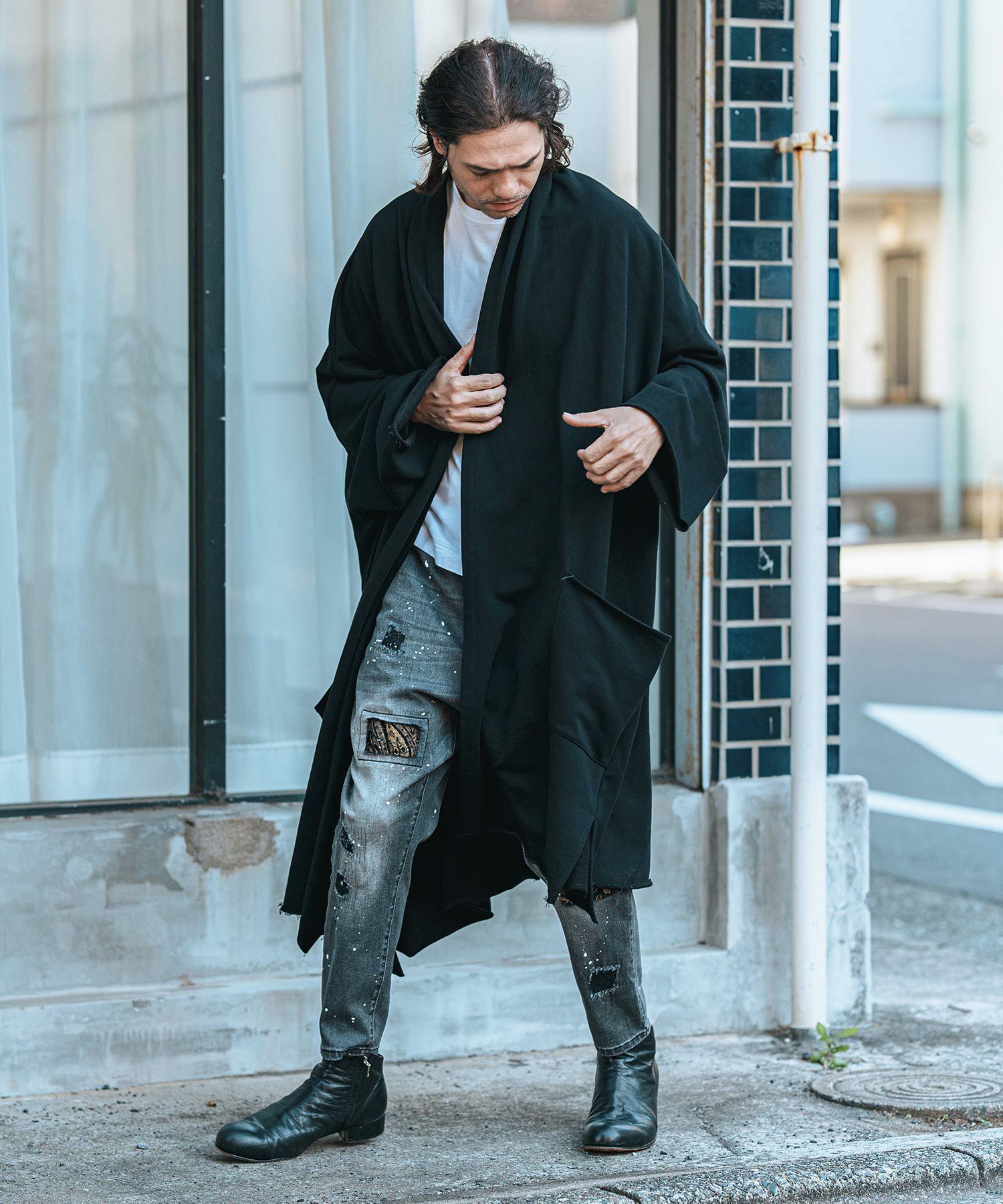 CAMBIO(カンビオ)】Distressed Soft Balloon Silhouette Denim Pants