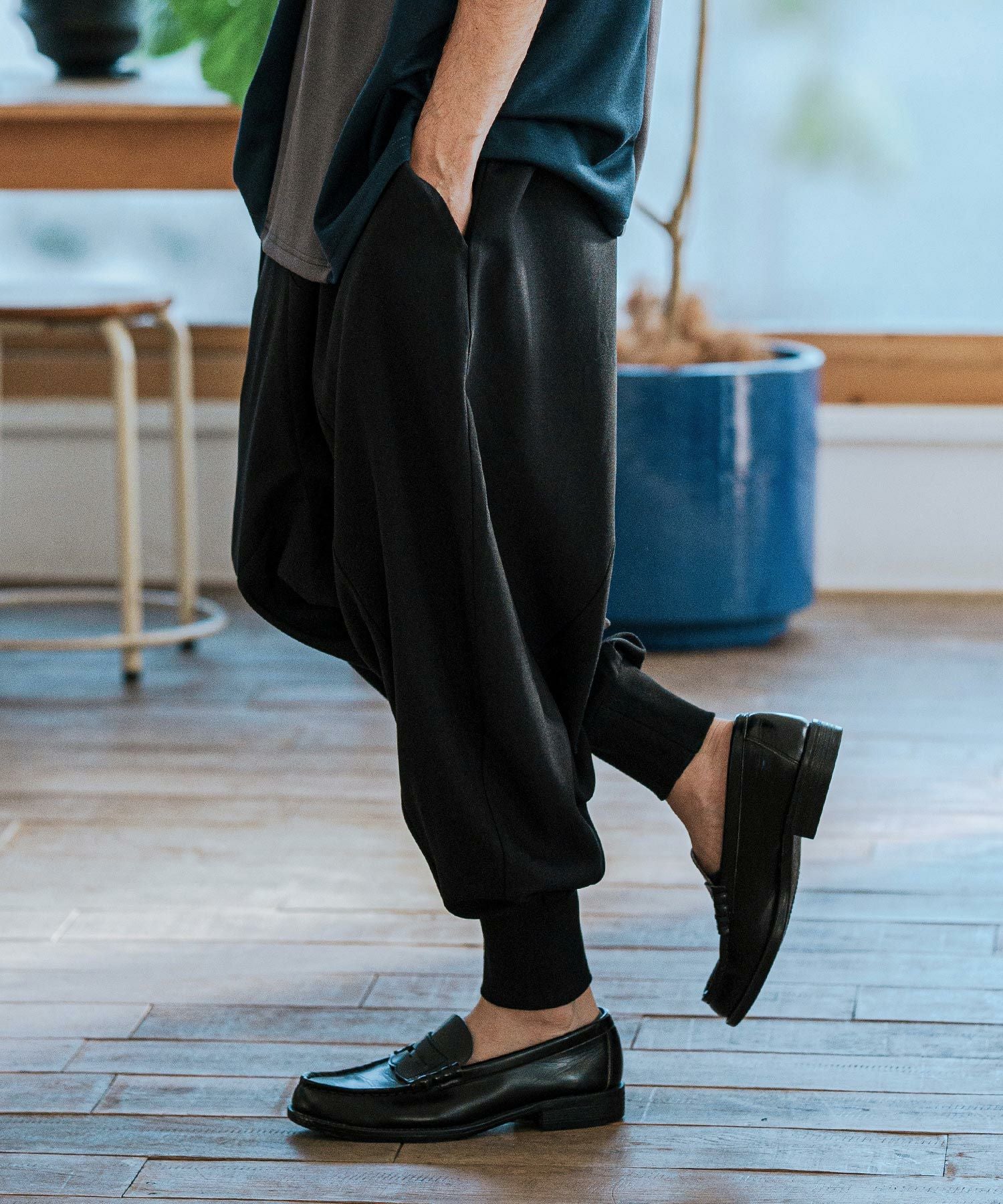 カンビオ サルエルパンツ Sサイズ CAMBIO(カンビオ)】Denim Like Drape Sarrouel Pants サルエルパンツ