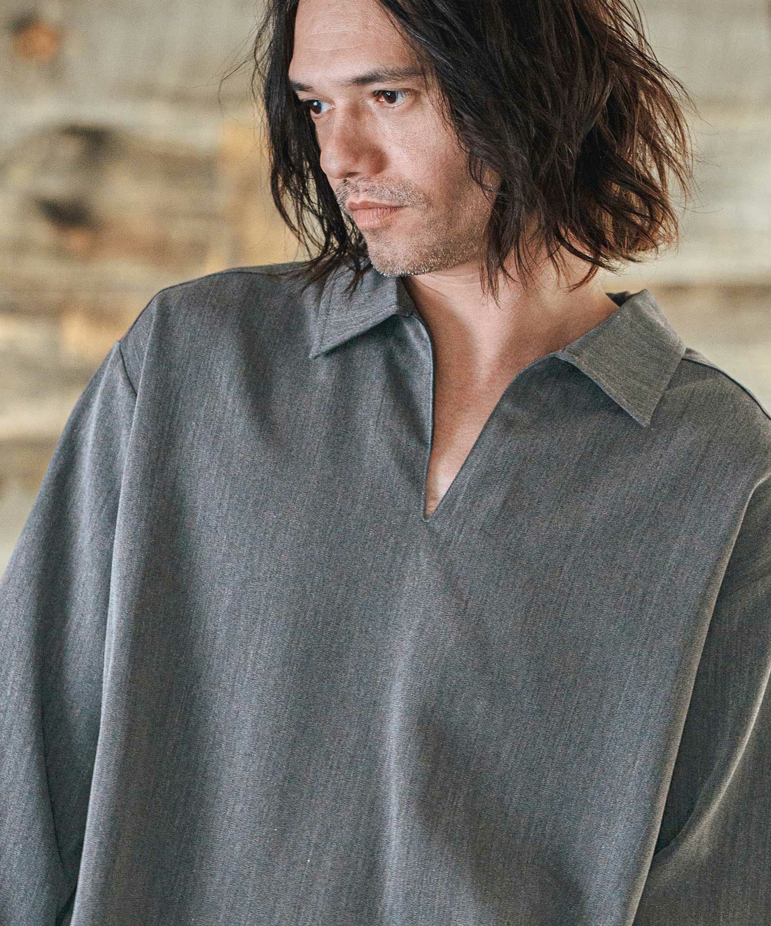 イーペのトップス CAMBIO(カンビオ)】Drape 3-4 Sleeve Skipper Pullover Shirts 七分袖