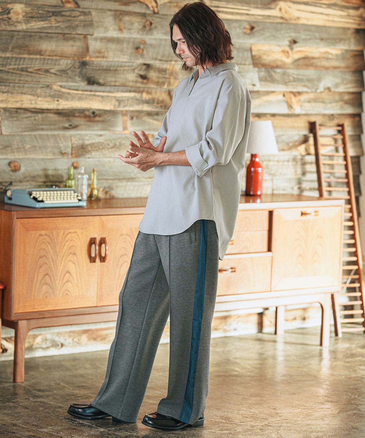 CAMBIO(カンビオ)】Drape 3-4 Sleeve Skipper Pullover Shirts 七分袖