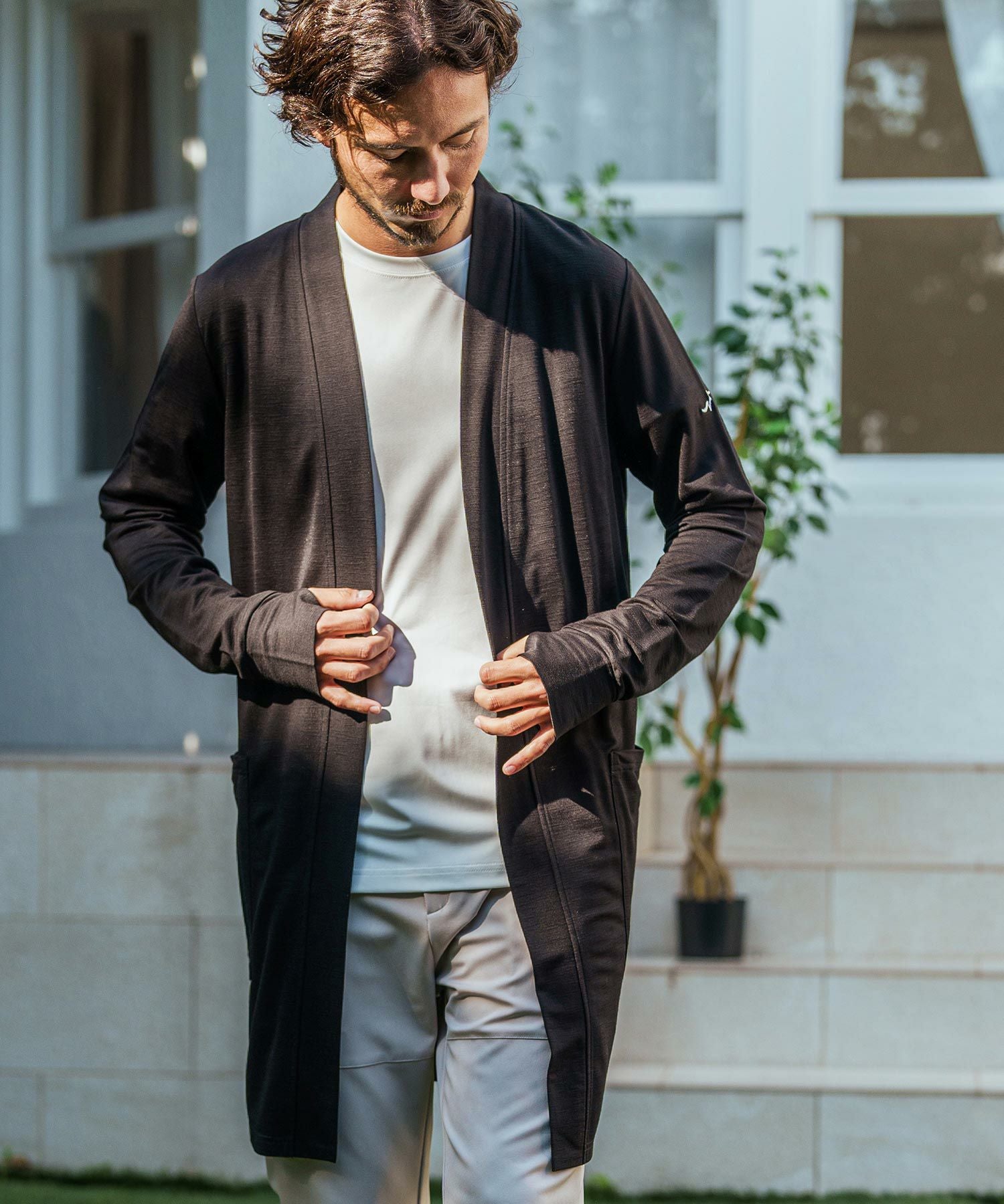 ドルガバ D&amp;G ロングカーディガン ロングカーディガン(肌側綿100%裏パイル)(洗濯機OK) - ファッション