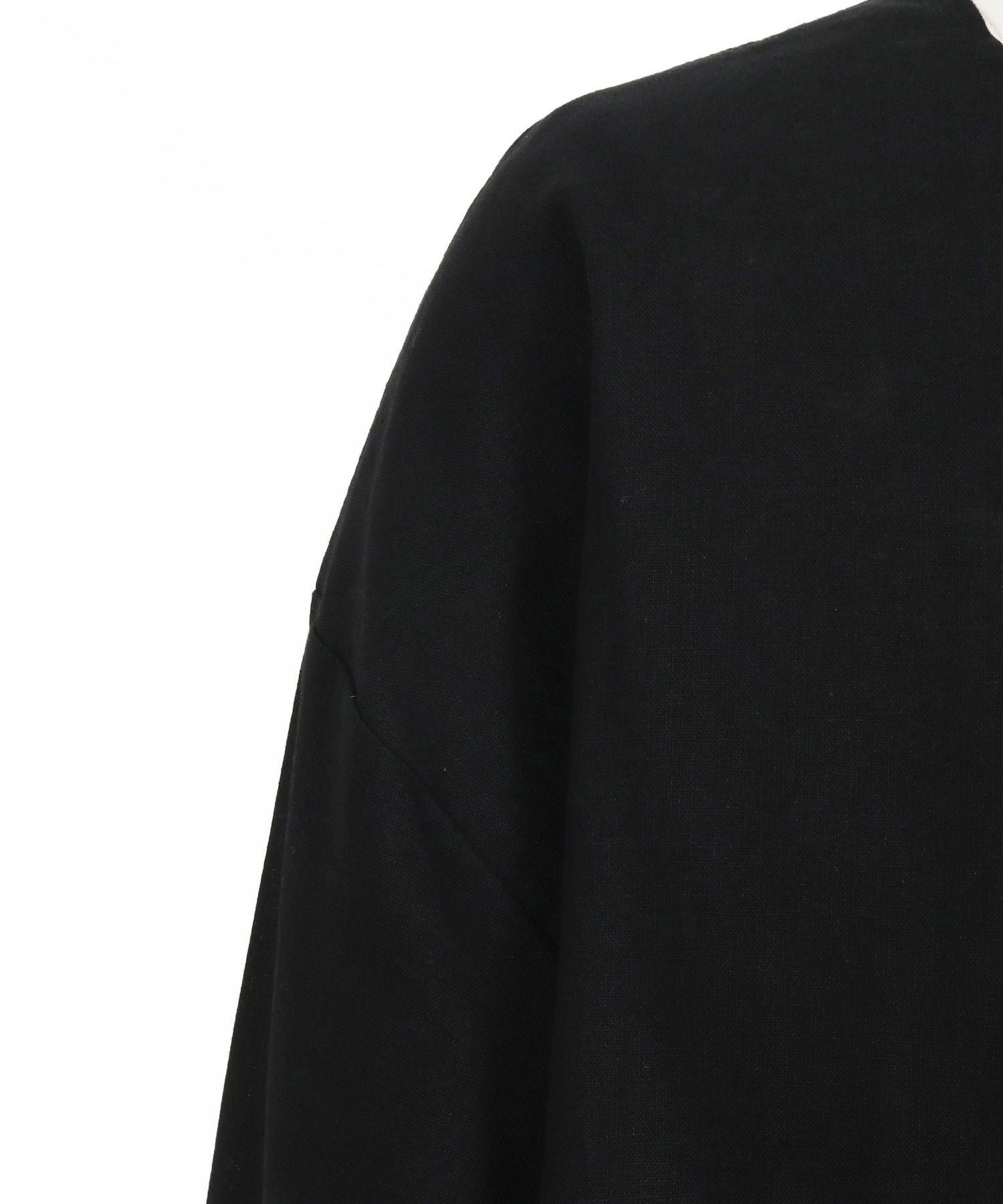 Jih Nunc(ジーヌンク)】コットンリネンキーネック7分袖プルオーバー