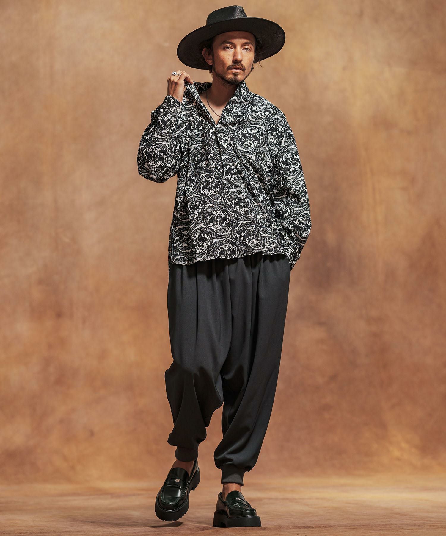 50%OFF【Jih Nunc(ジーヌンク)】総柄バンドカラープルオーバーシャツ