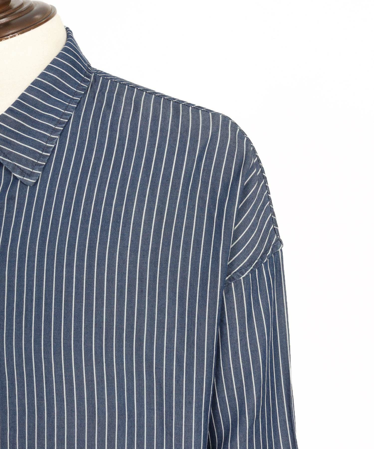 CAMBIO(カンビオ)】Silky Stripe Denim Band Collar Skipper 3-4
