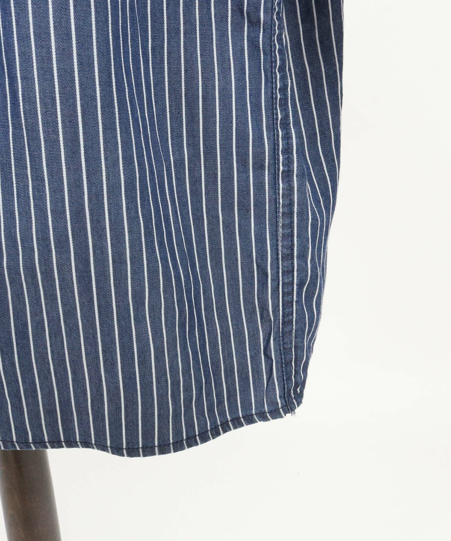 CAMBIO(カンビオ)】Silky Stripe Denim Band Collar Skipper 3-4