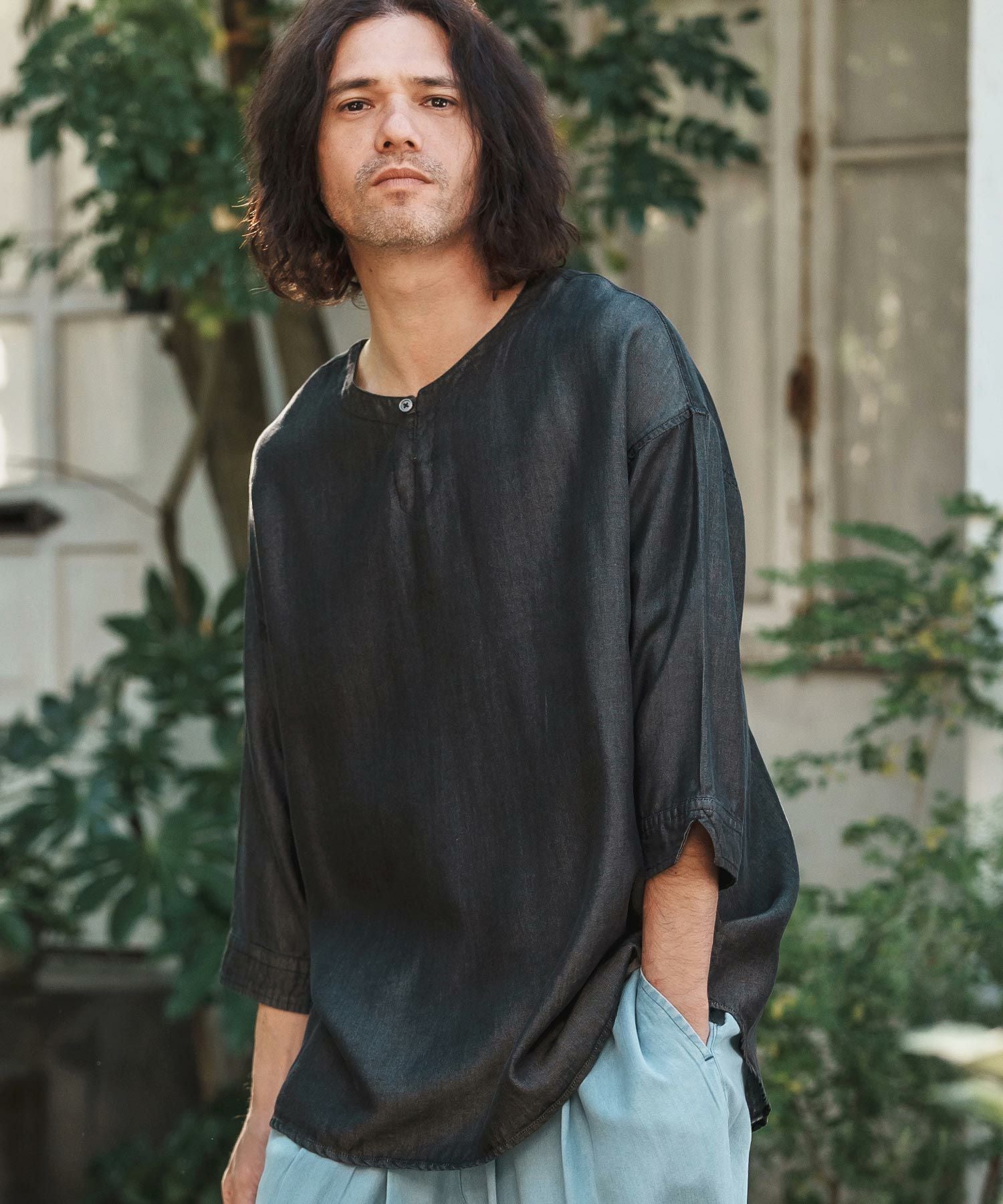 30%OFF【CAMBIO(カンビオ)】Silky Denim 3-4 Sleeve Skipper Pullover