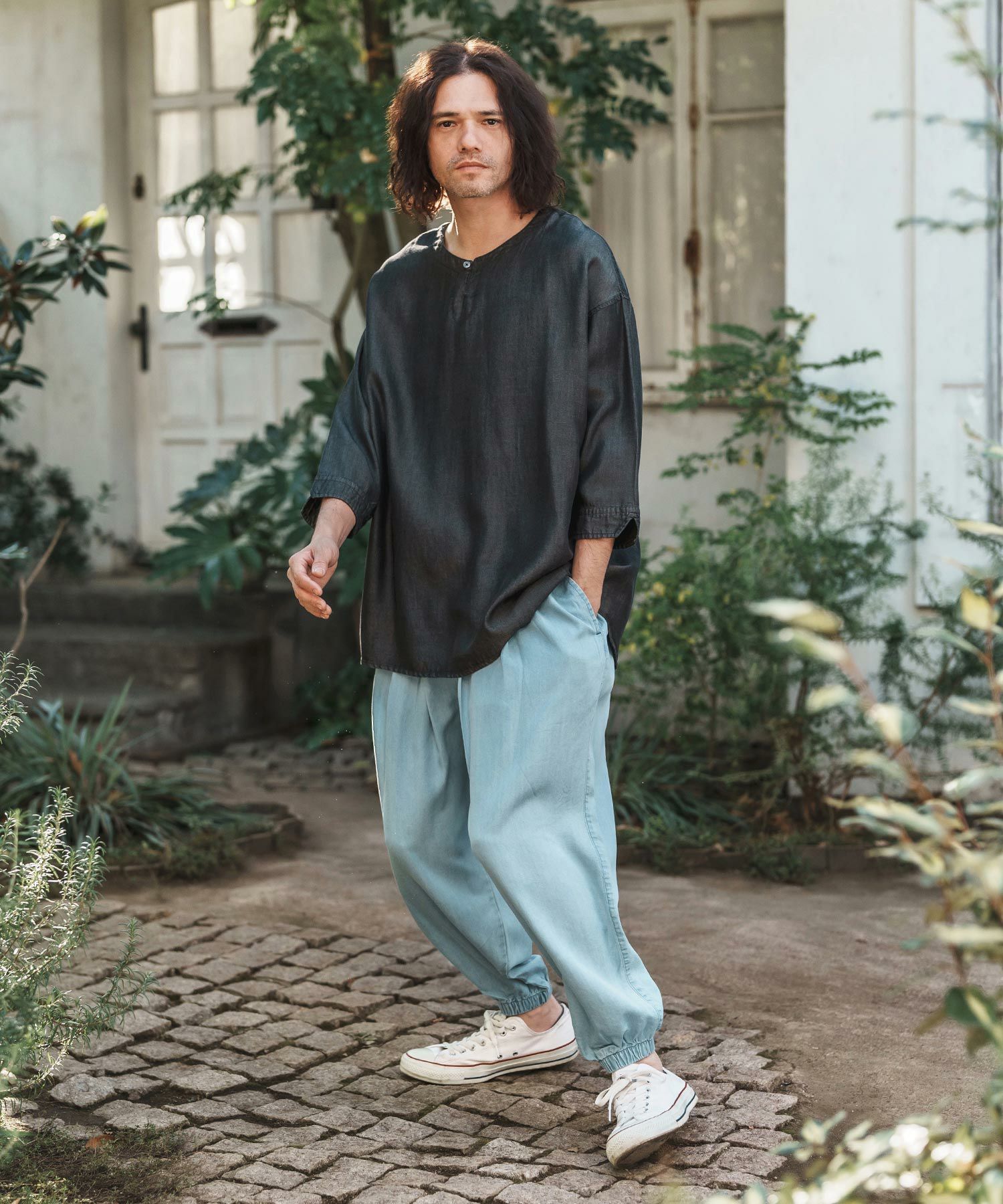 30%OFF【CAMBIO(カンビオ)】Silky Denim 3-4 Sleeve Skipper Pullover