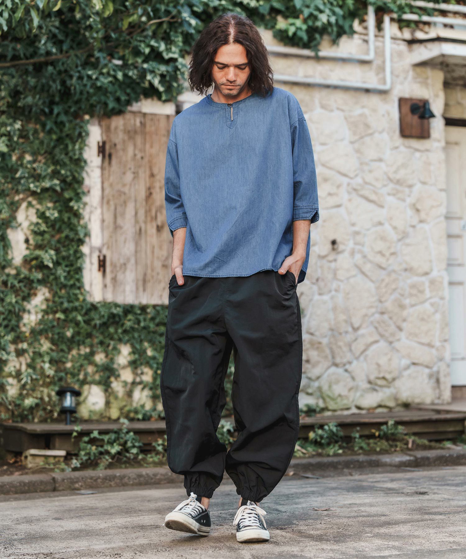 30%OFF【CAMBIO(カンビオ)】Silky Denim 3-4 Sleeve Skipper Pullover