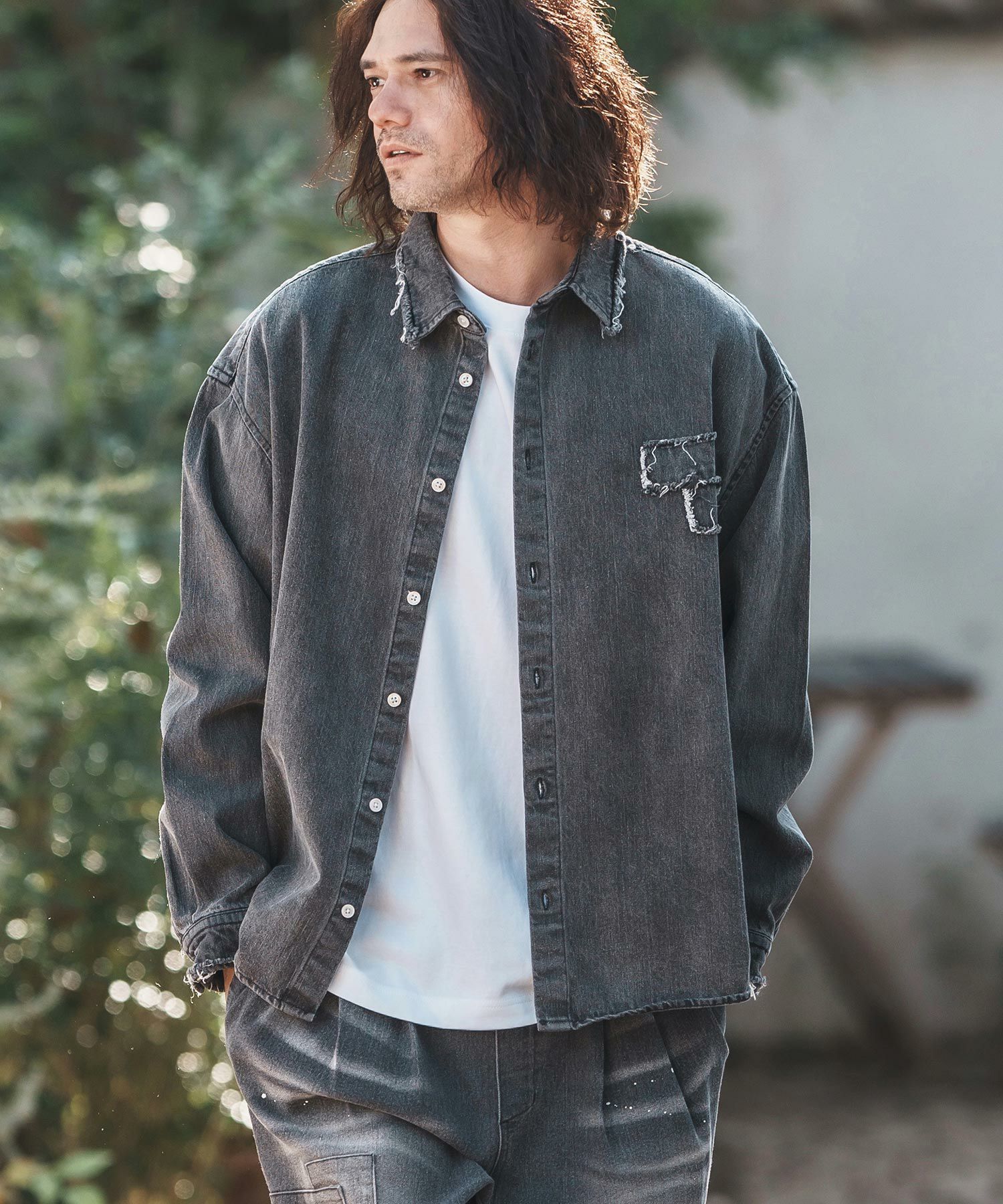 スミンムーブほか 30%OFF【CAMBIO(カンビオ)】Vintage Like Patchwork Denim Shirts