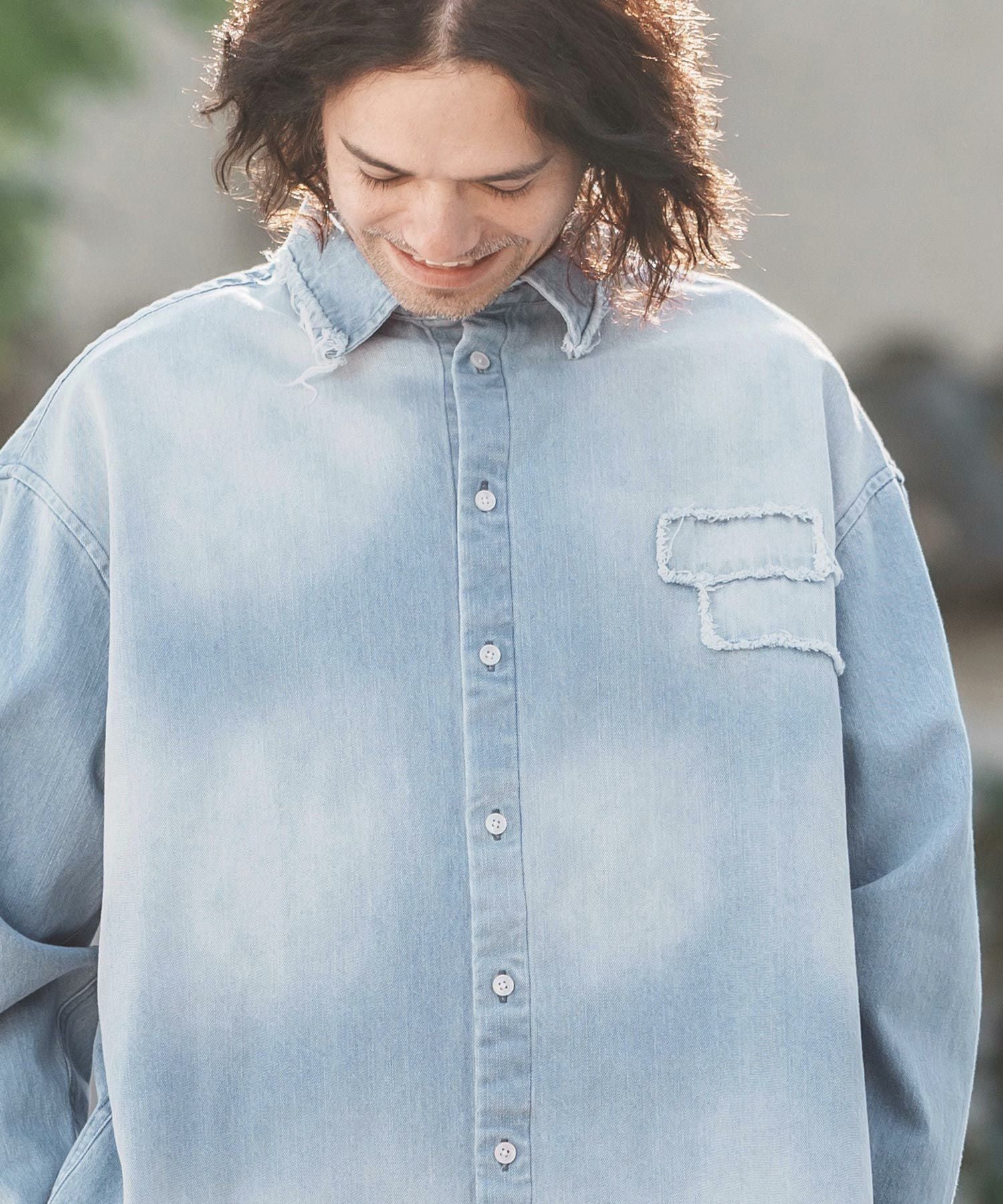 50%OFF【CAMBIO(カンビオ)】Vintage Like Patchwork Denim Shirts