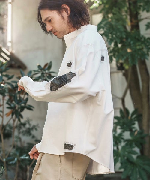 CAMBIO(カンビオ)】Stretch Back Satin Camouflage Repair Shirts 